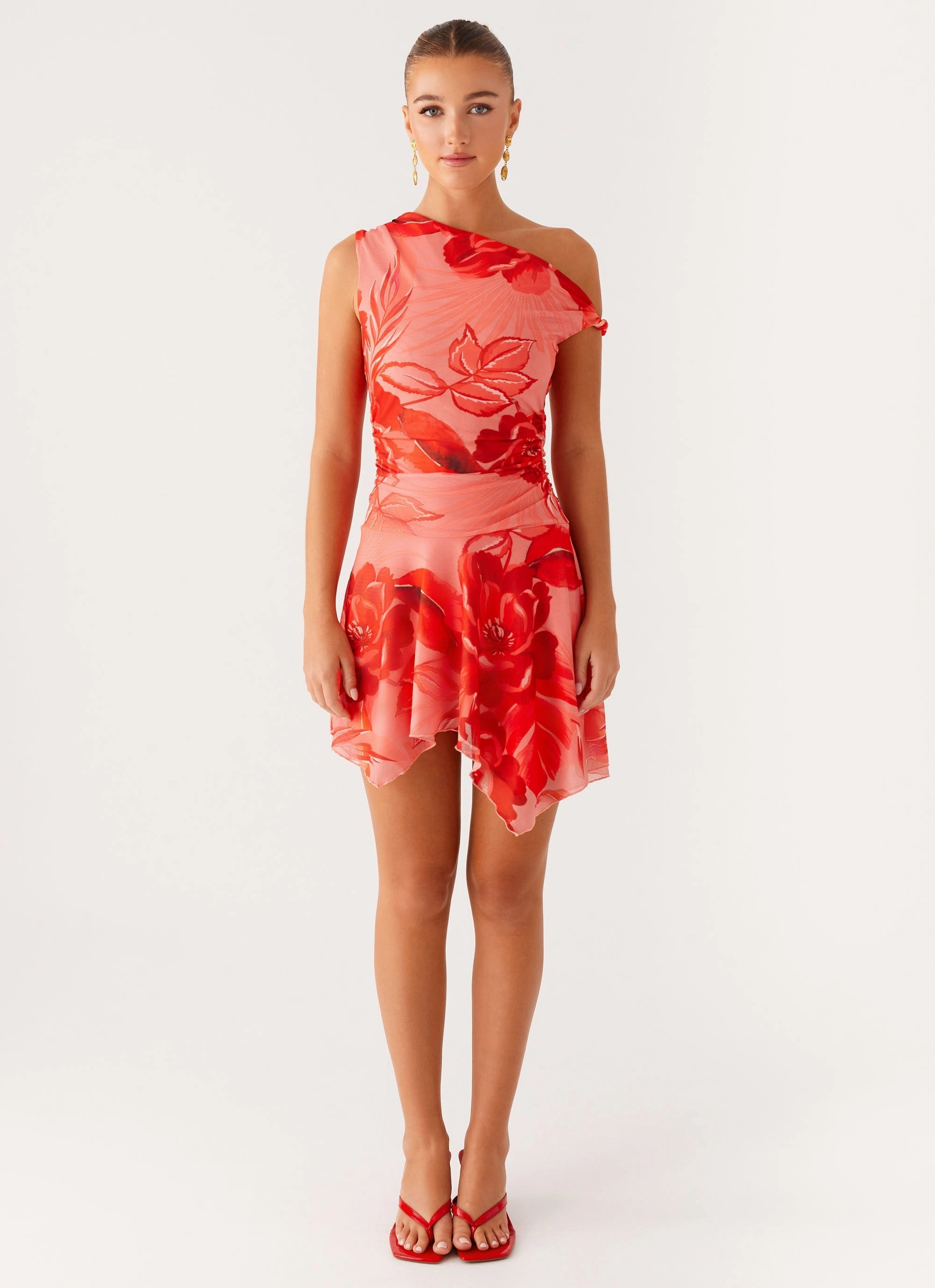 Wade Mini Dress - Sicily Sunsets Print Clean Aesthetic Quilted-Lining