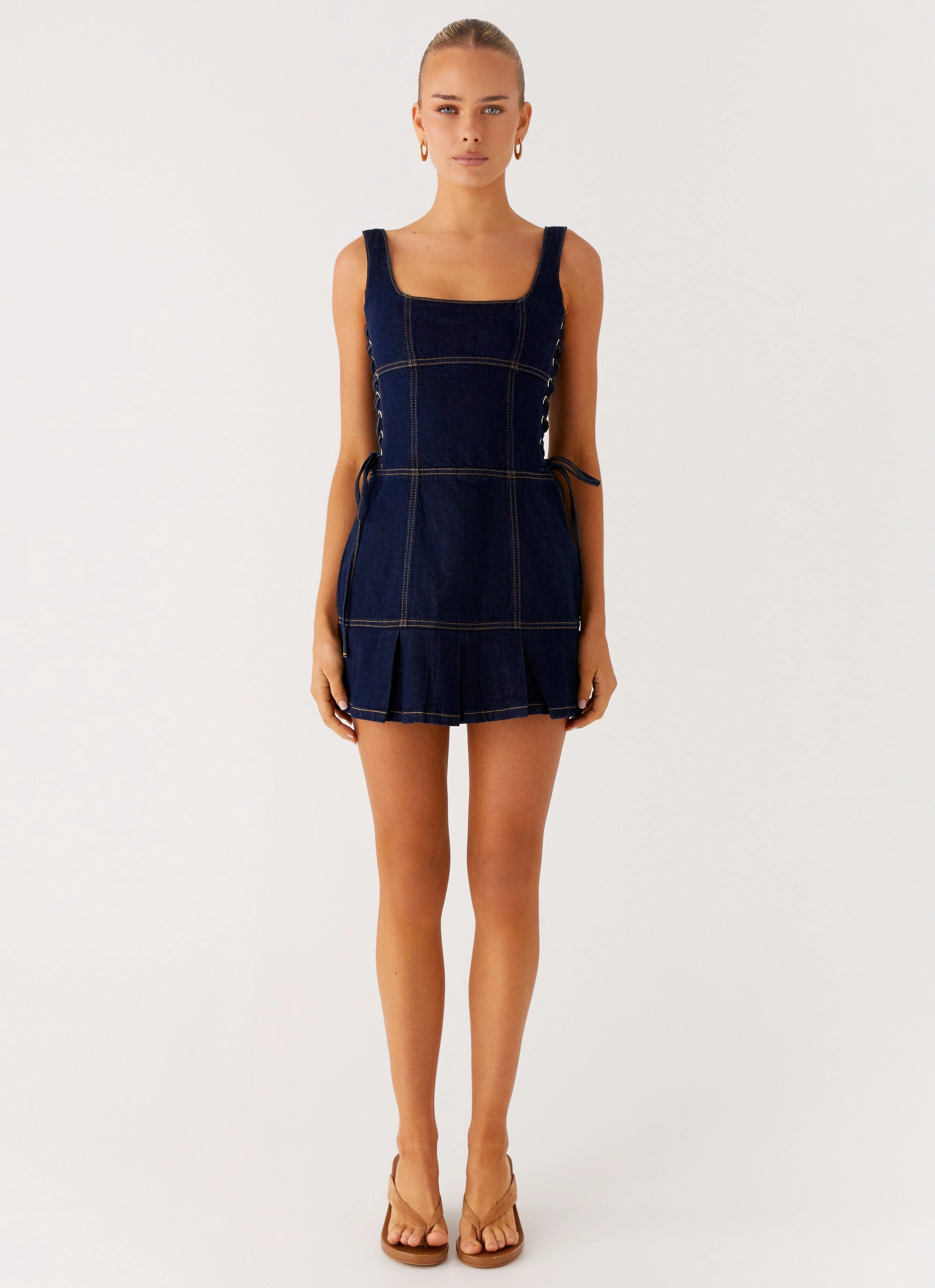 Preston Mini Dress - Indigo Daily Chic Open Back