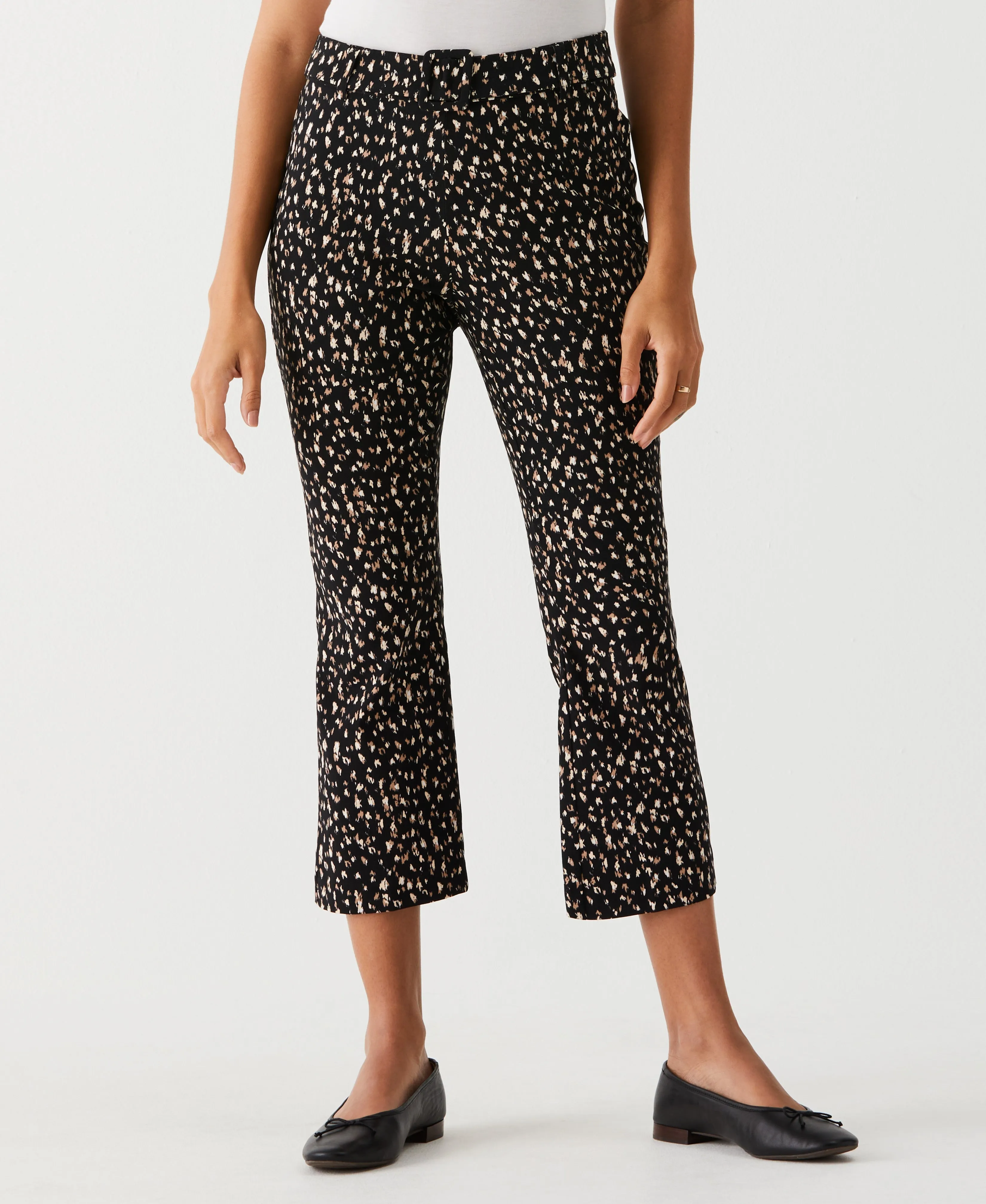 Smart Look Printed Crop Boot Cut Pant with Belt