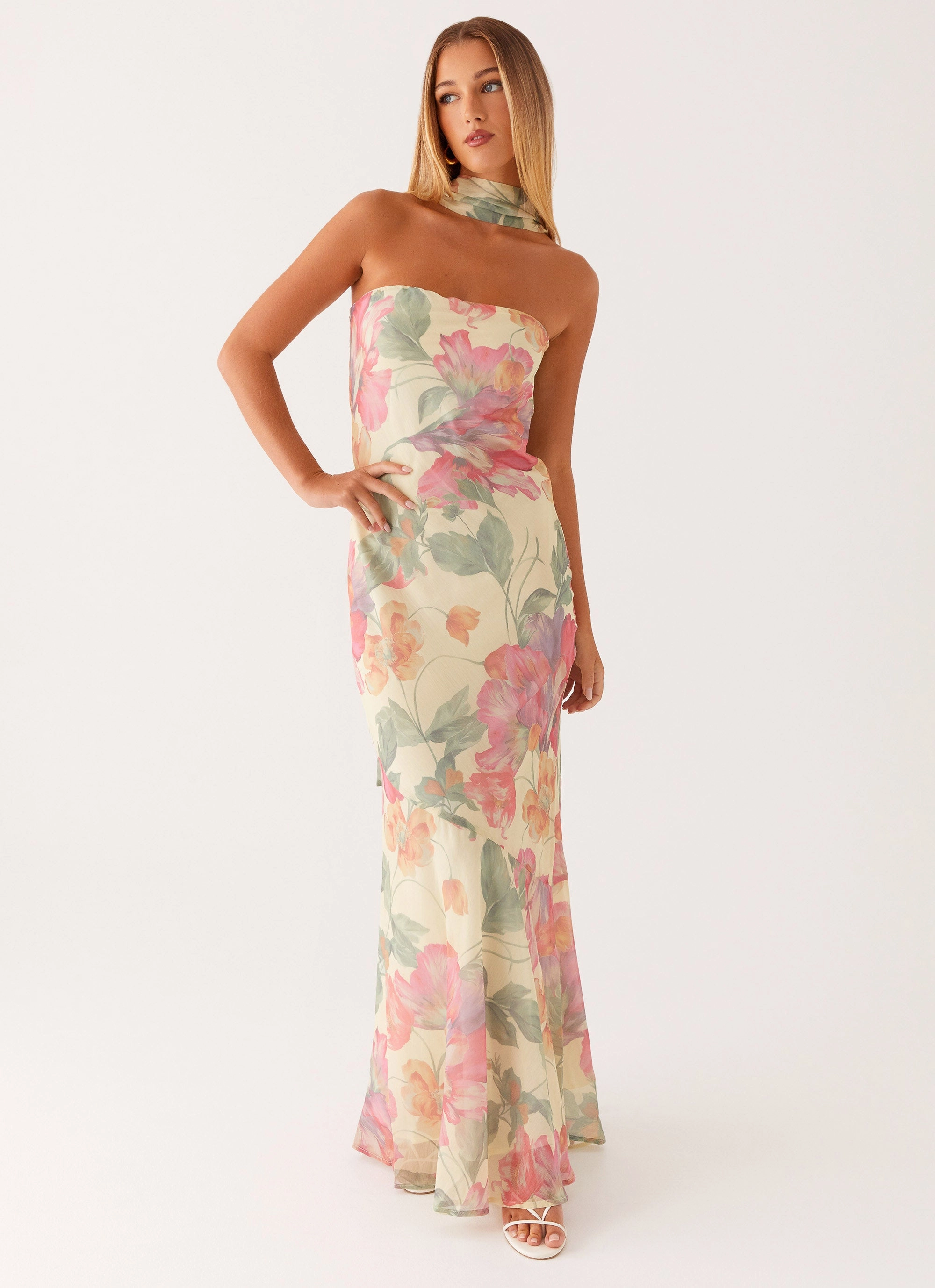 Church Scene Under The Pagoda Maxi Dress - Yellow Peony