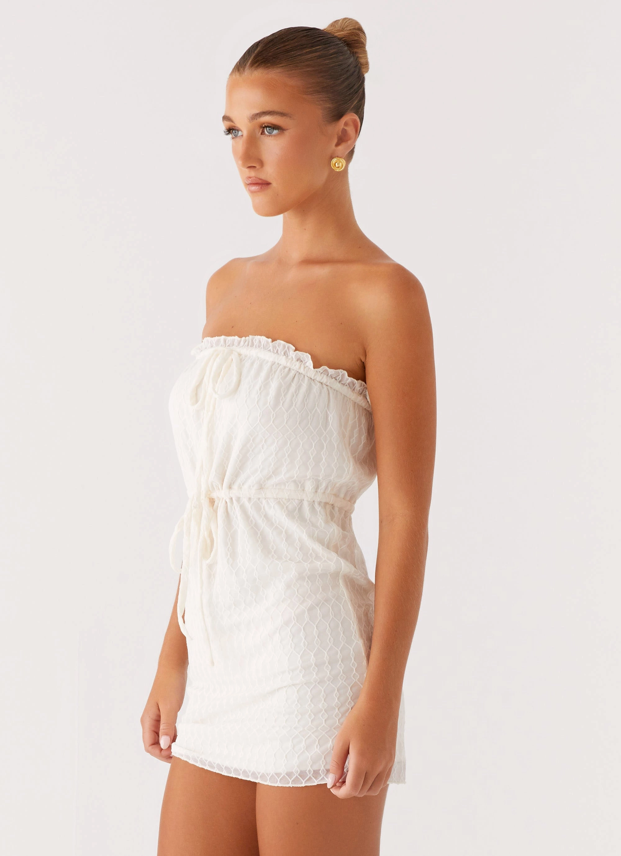 Alina Mini Dress - Ivory Front-Pocket Neutral palette
