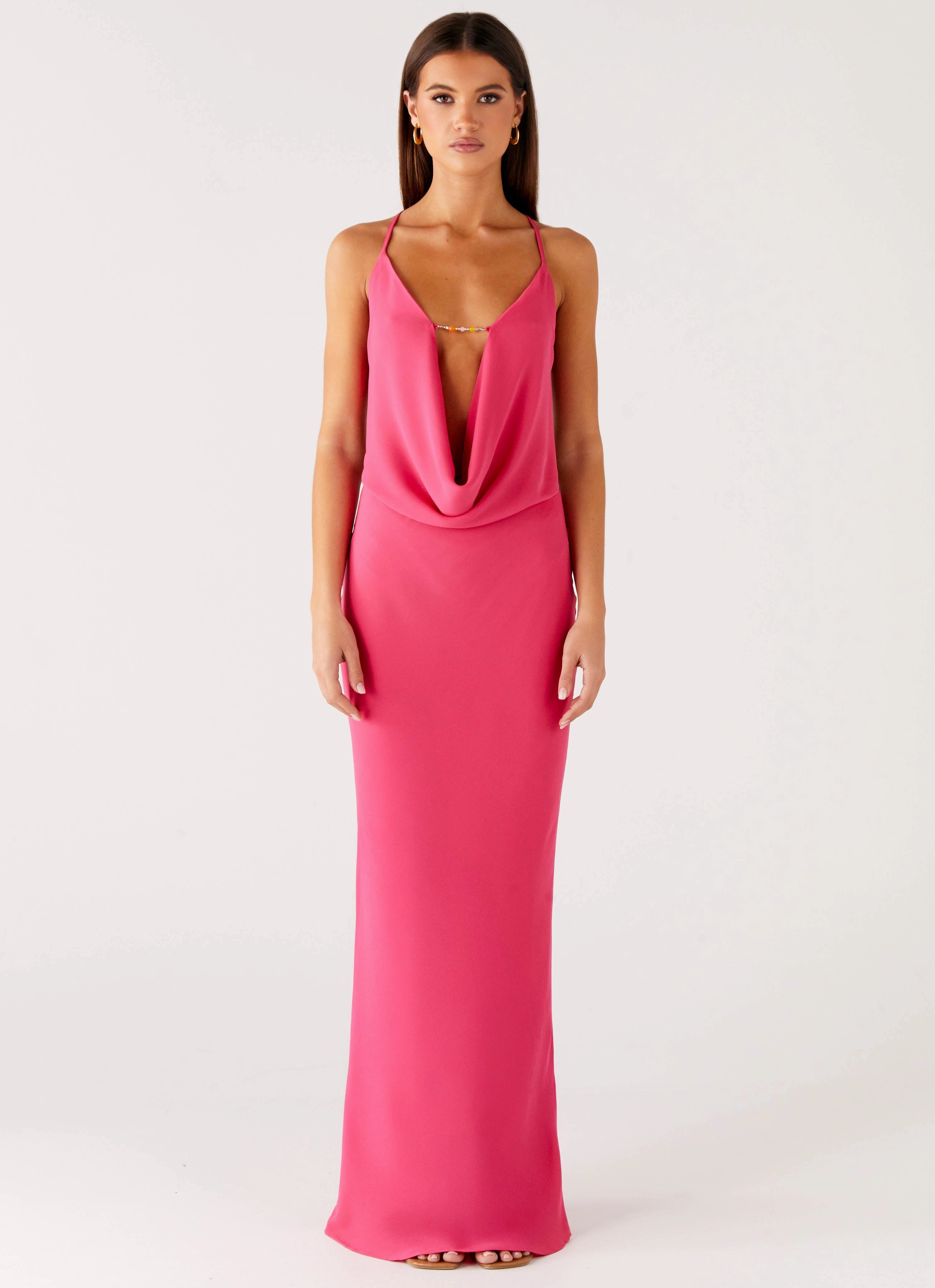 Pure Heart Cowl Maxi Dress - Fuchsia Soft Lines Soft Fit Wear