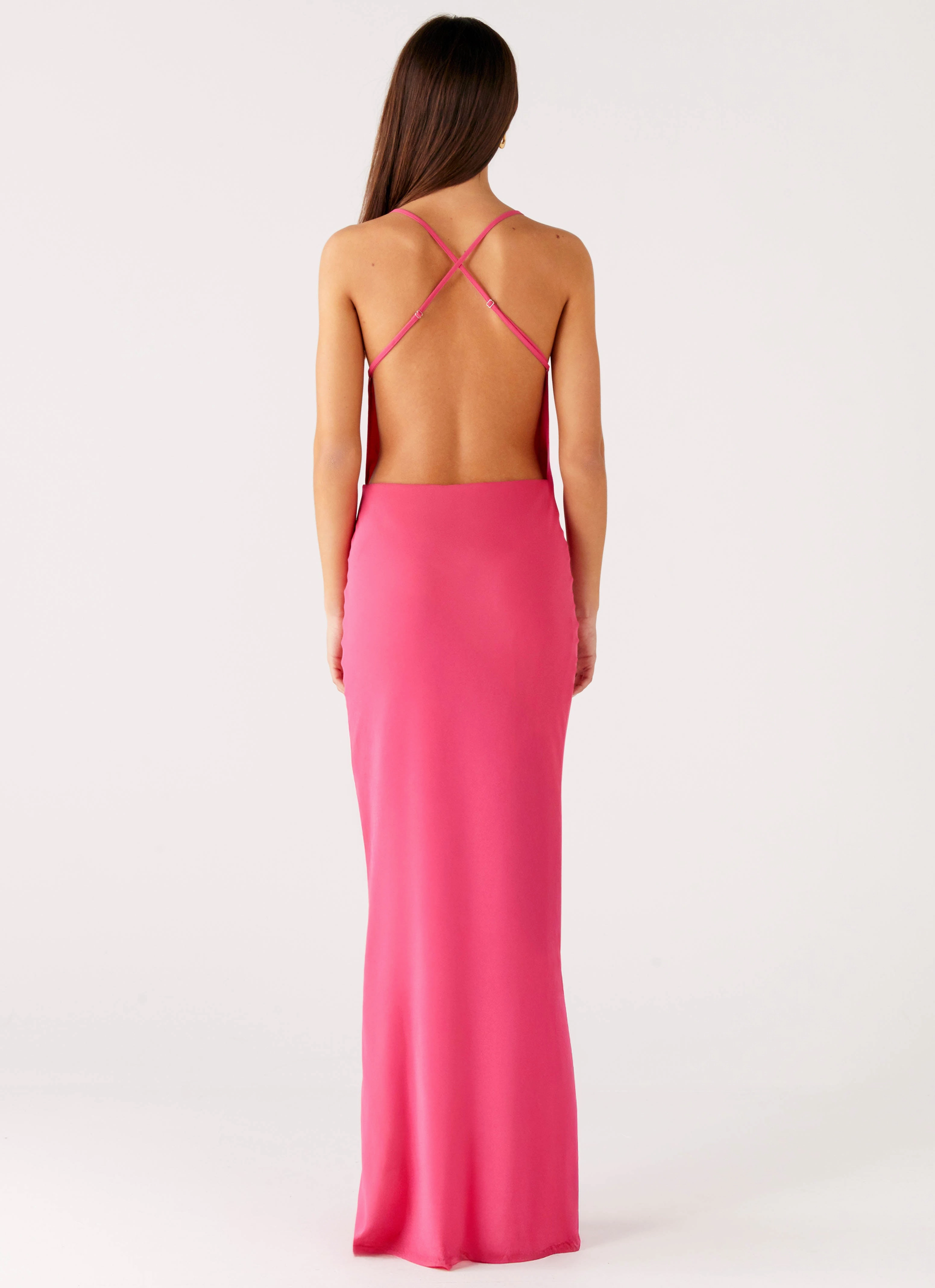 Pure Heart Cowl Maxi Dress - Fuchsia Subtle Look Chilly Weather Layer