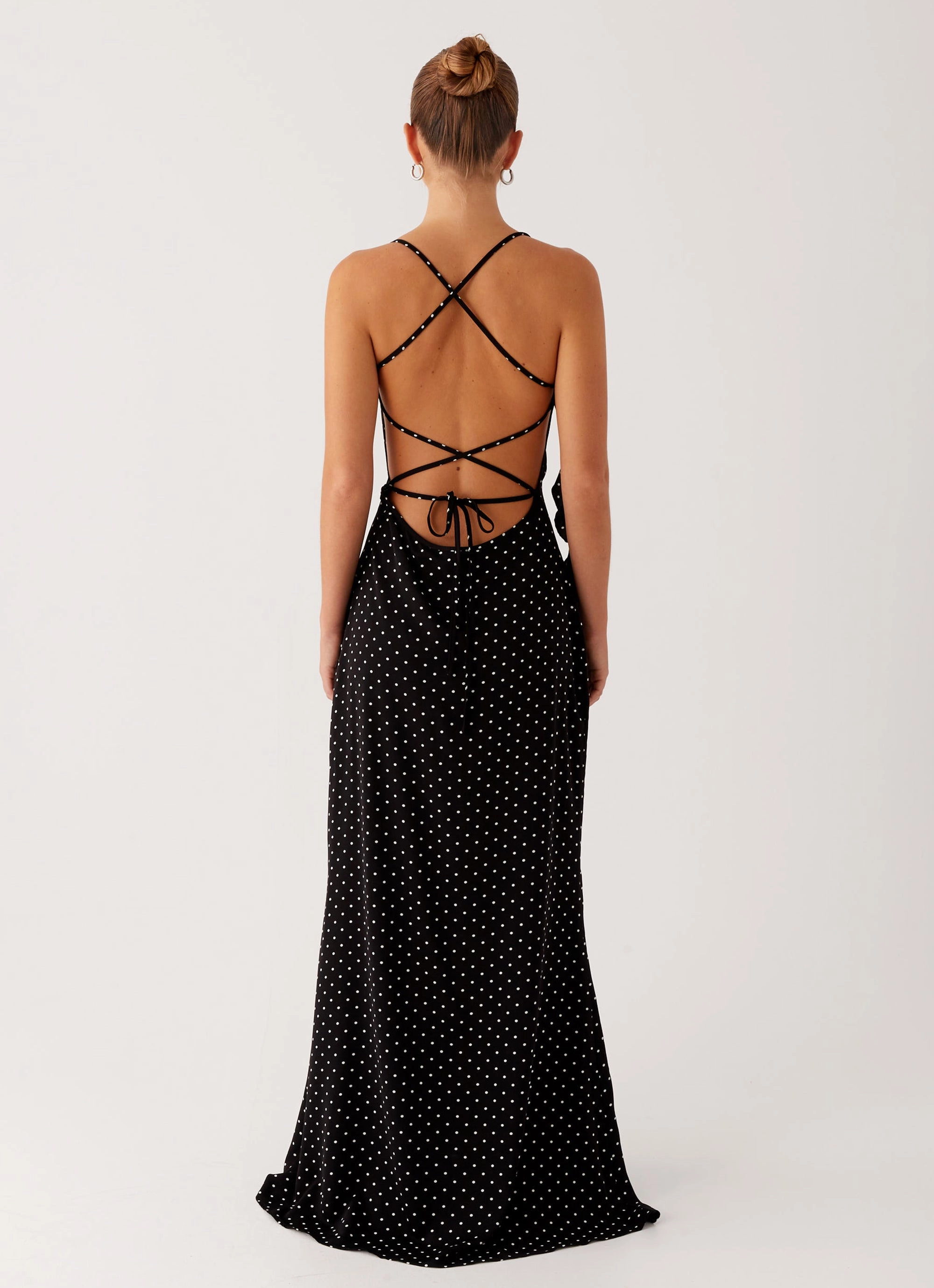 NonIrritatingLining Bohemian style Purely Maxi Dress - Black Polka Dot