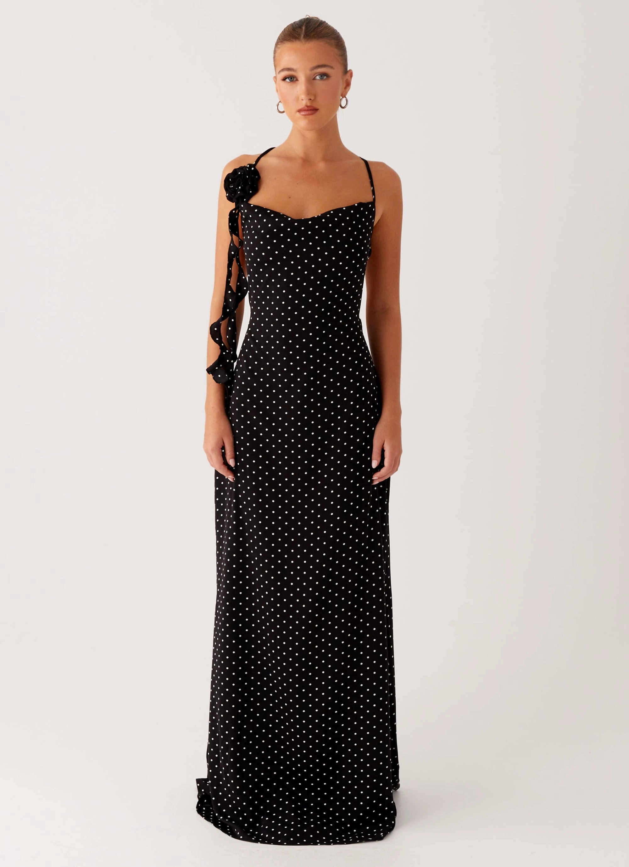 Purely Maxi Dress - Black Polka Dot Farm Air