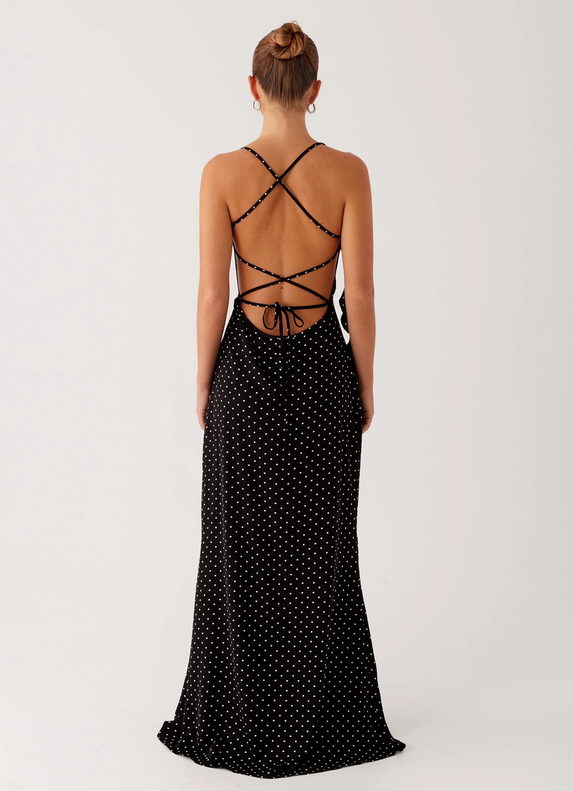 High-Fashion Soft and Stylish Purely Maxi Dress - Black Polka Dot