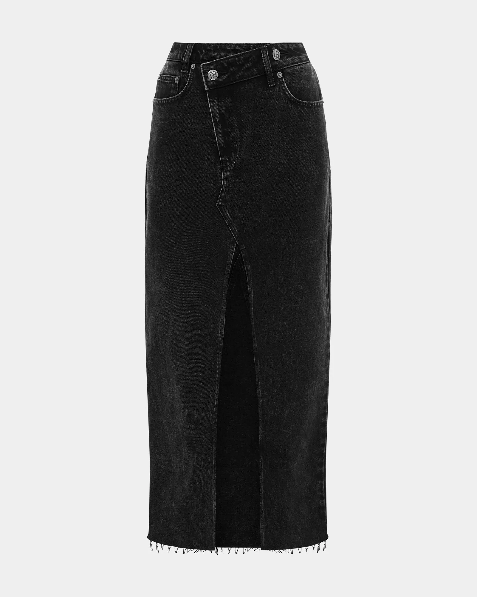 RELAX MAXI SKIRT WASHED BLACK Faux Leather