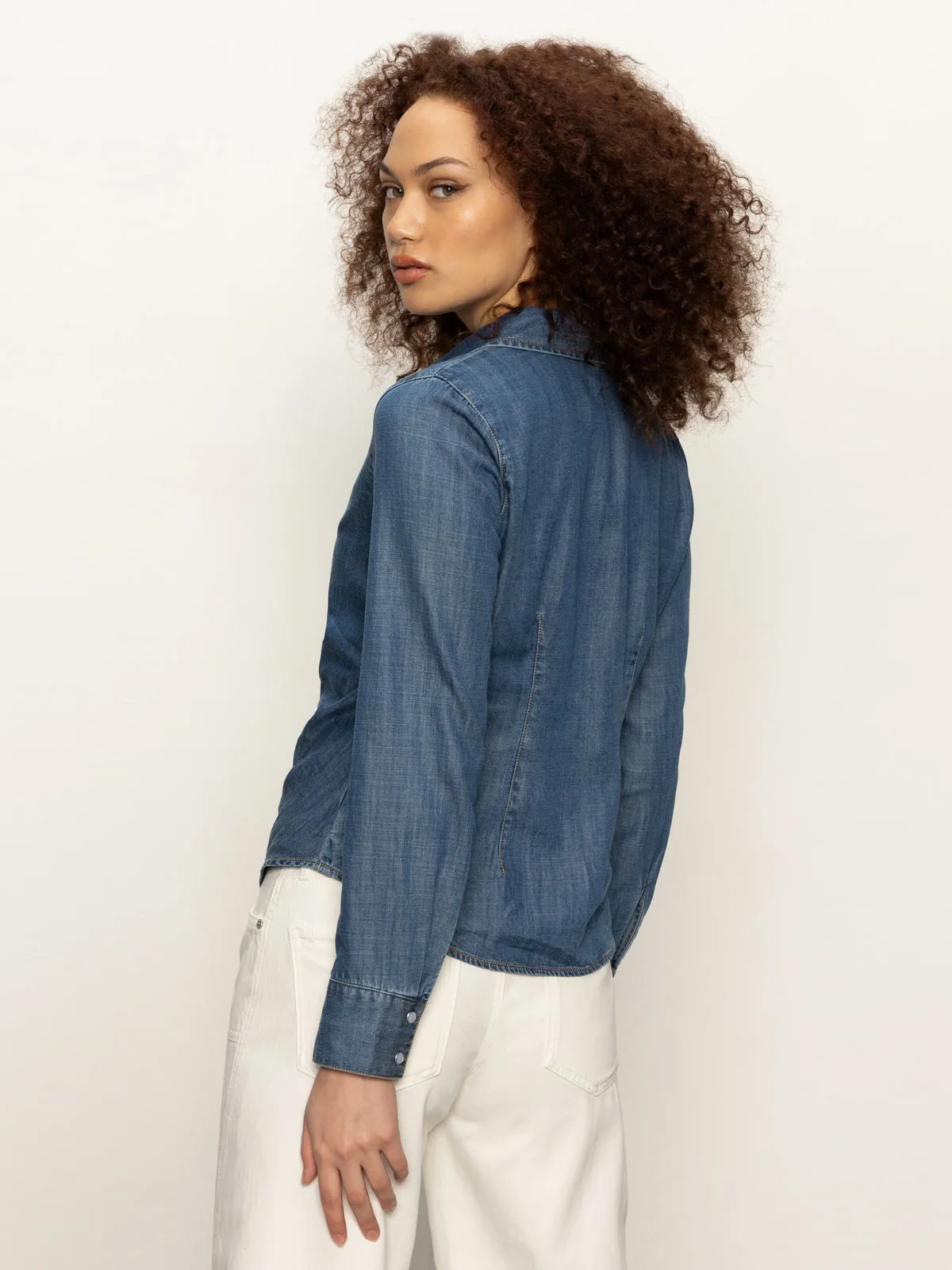 Durable Stitch Pattern AdjustableHem Denim Dreamgirl Top Ball Park