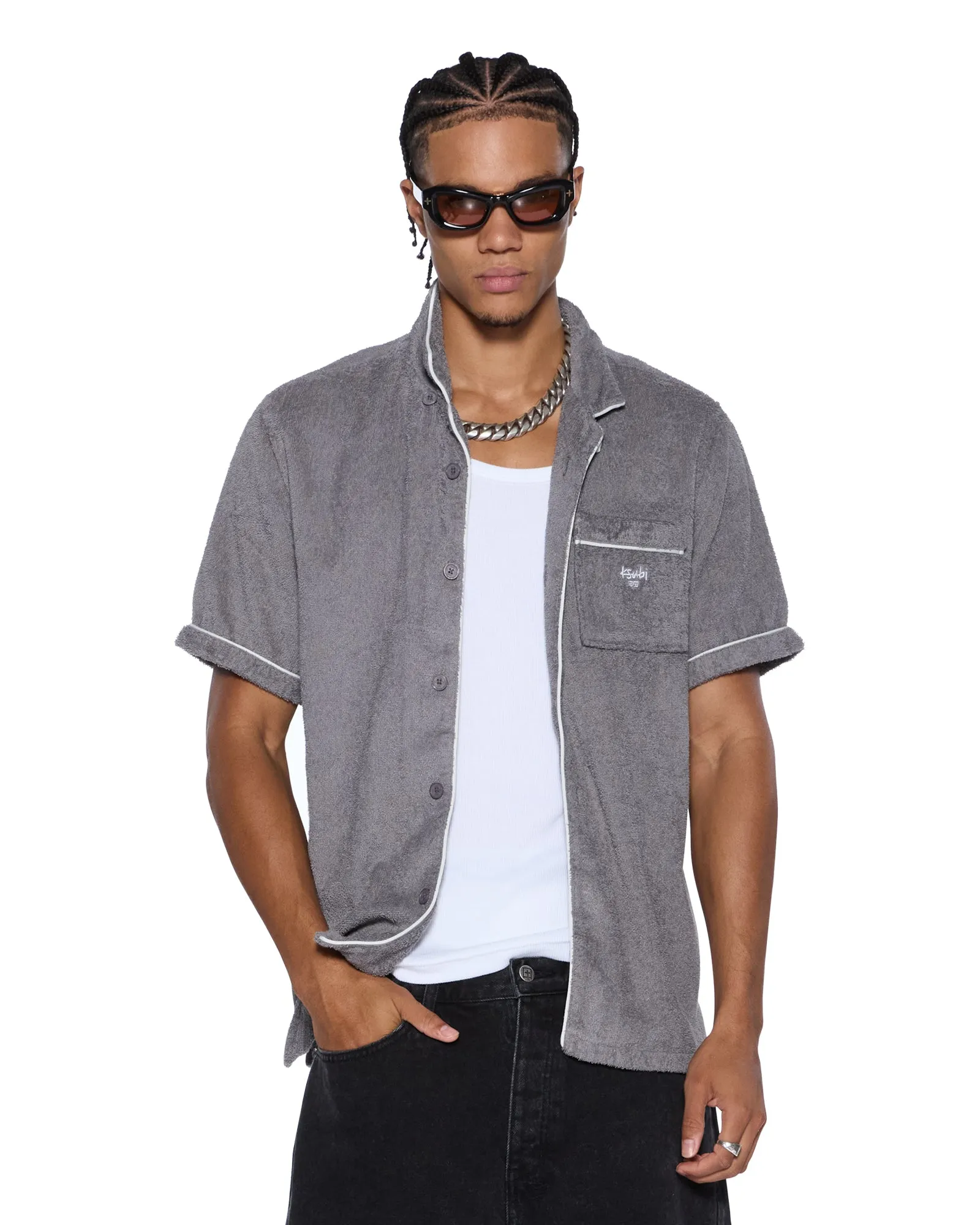 LOUNGE SS RESORT SHIRT CHARCOAL Clean Finish