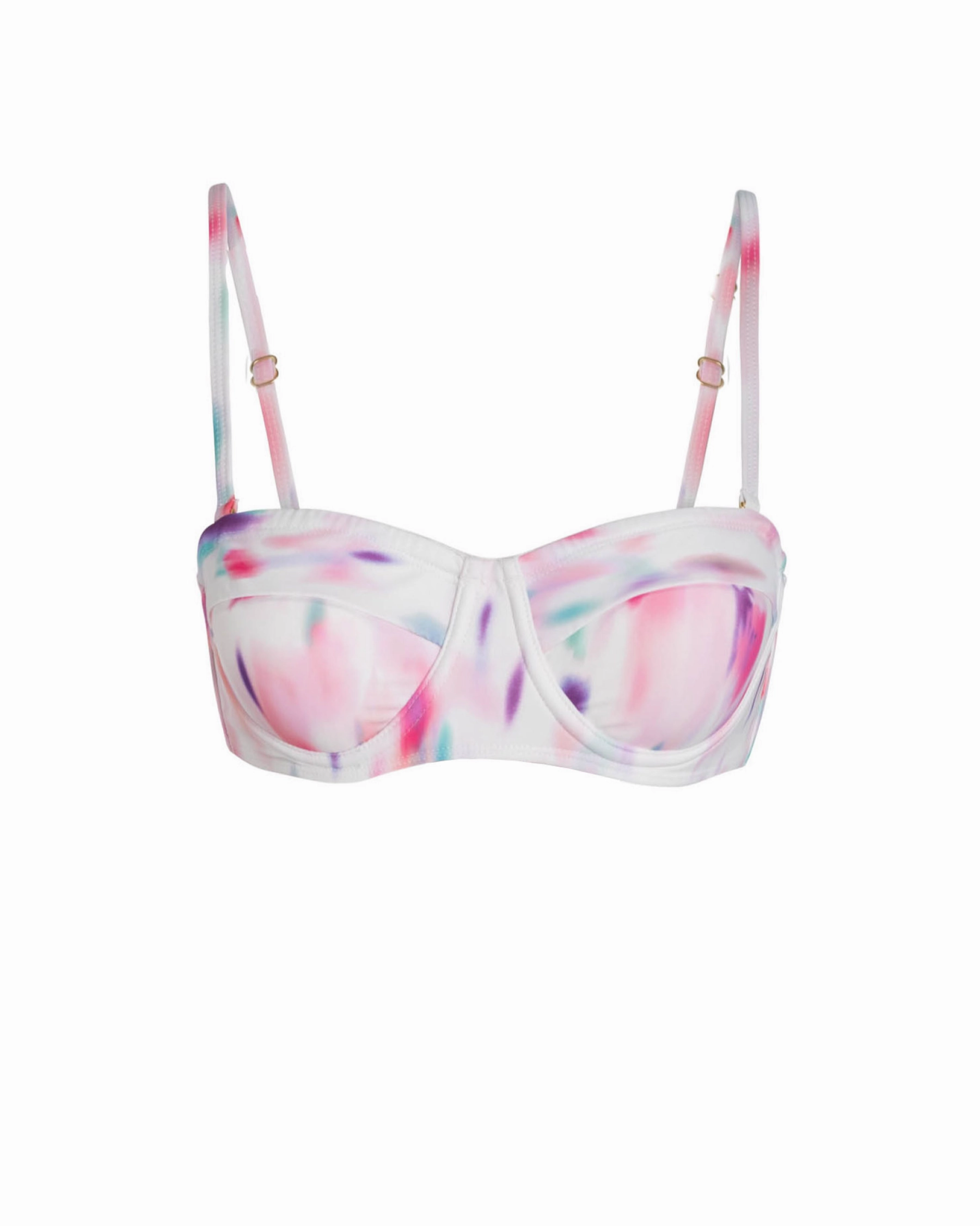 Nellie Top In Hazy Ikat Ivory High Density Stitching Pattern