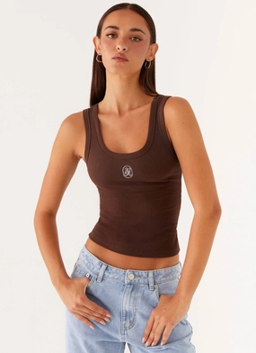 Minimalist Silhouette Signature Tank Top - Chocolate