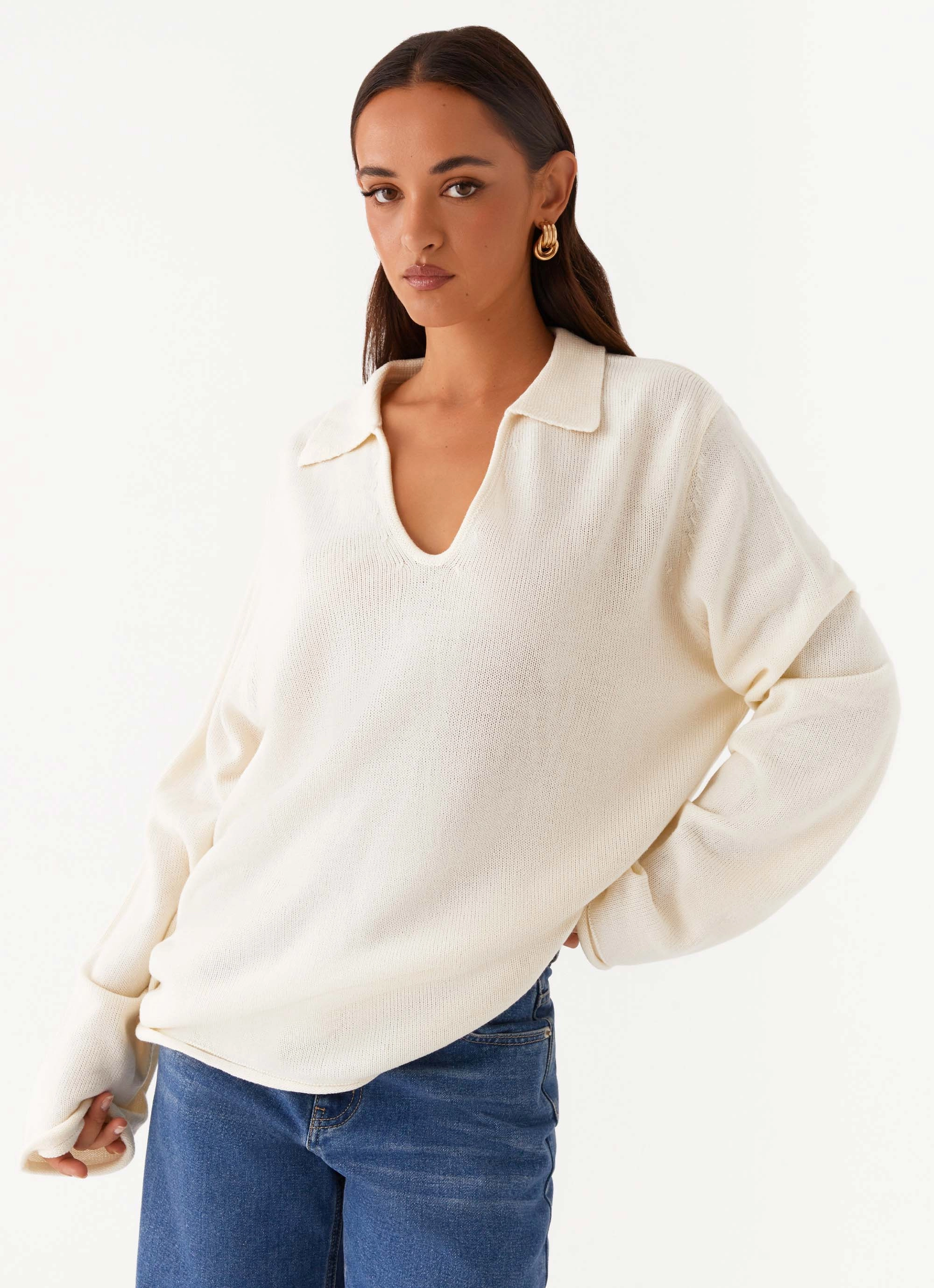MoistureWickingTechnology Deena Knit Sweater - White