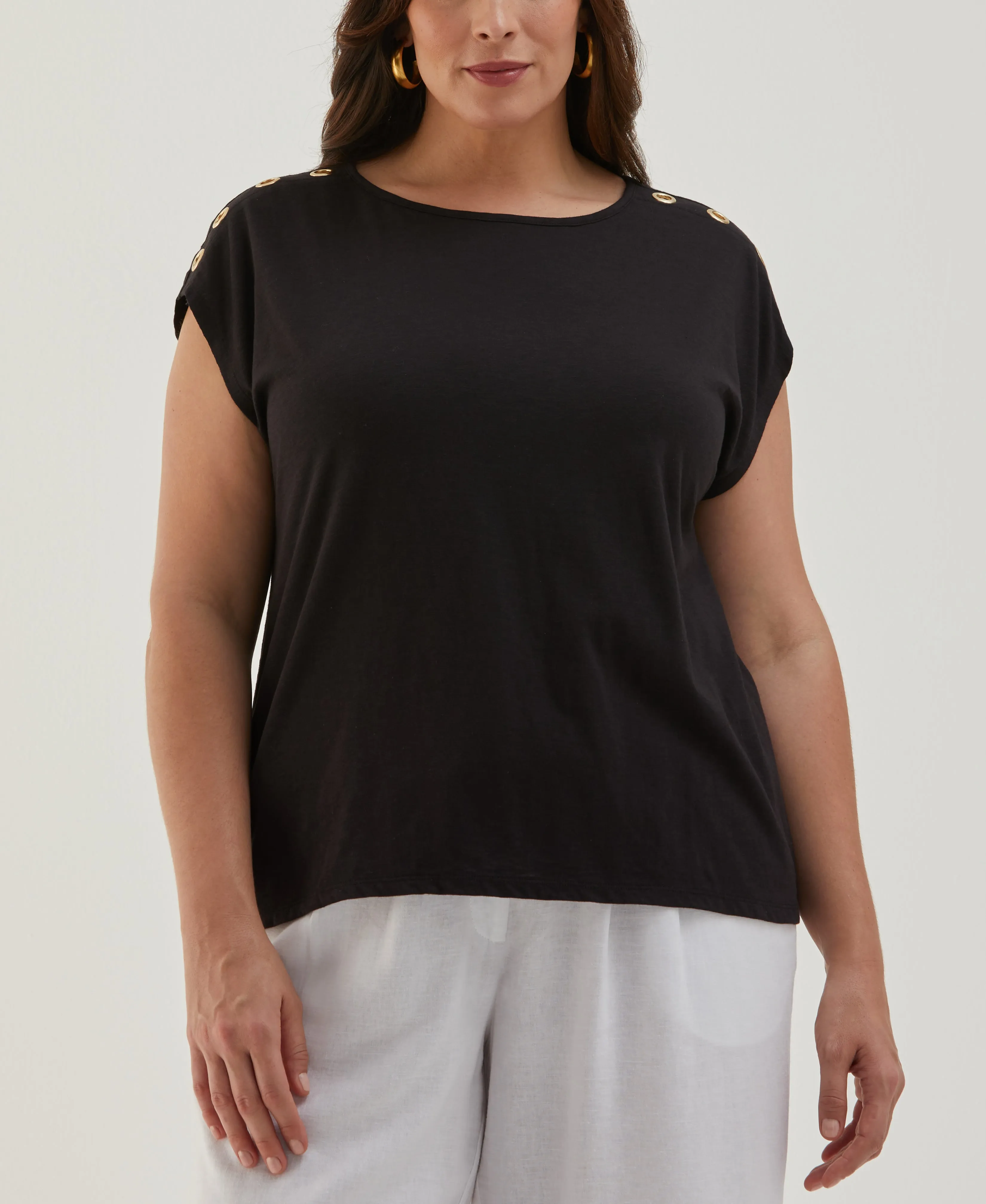 Compact Thermal Insulation Plus Size Rivet Detail Tank Top