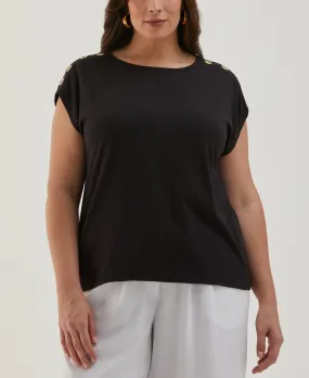 Compact Thermal Insulation Plus Size Rivet Detail Tank Top