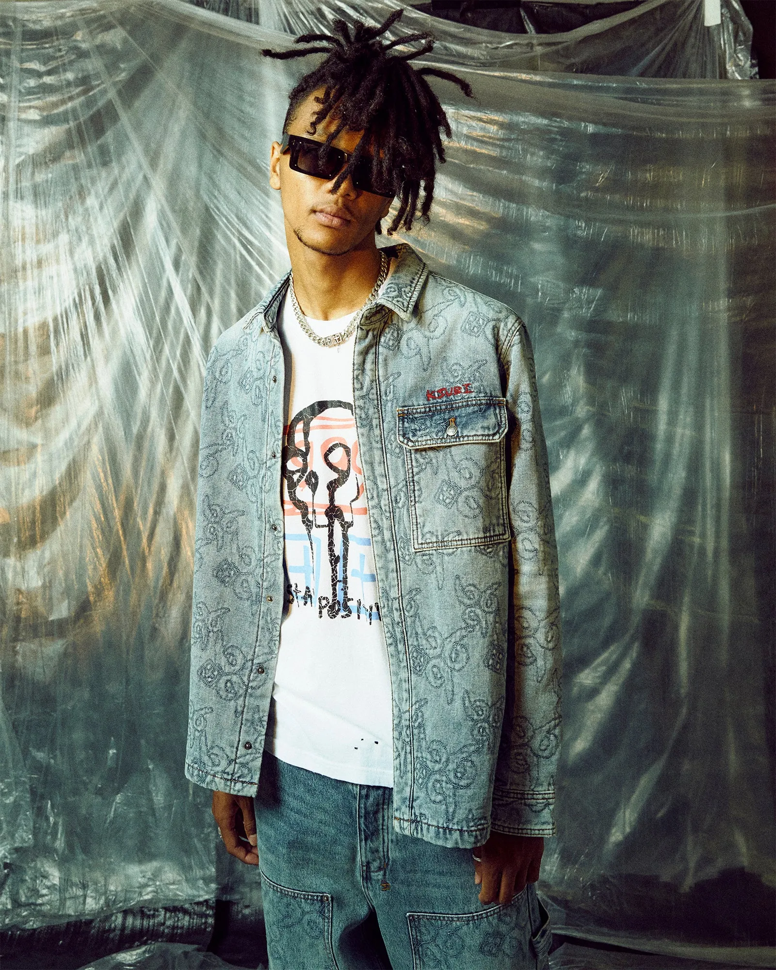 Organic Cotton Blend Reinforced Hems QUILTED LS SHIRT K9 STONED Ventilated Back Panel