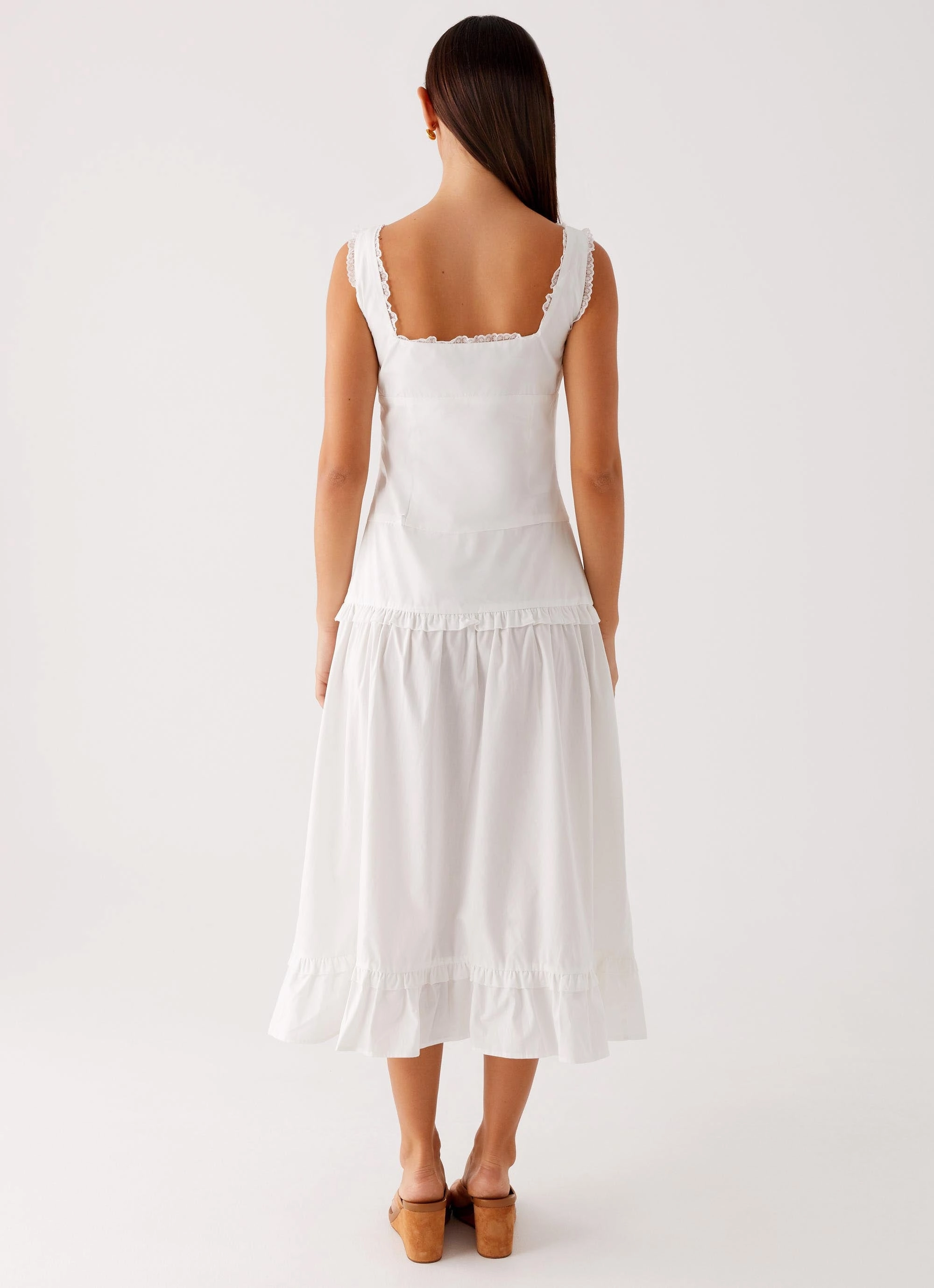 Quinn Midi Dress - White Lightweight-Lining Morning Glow