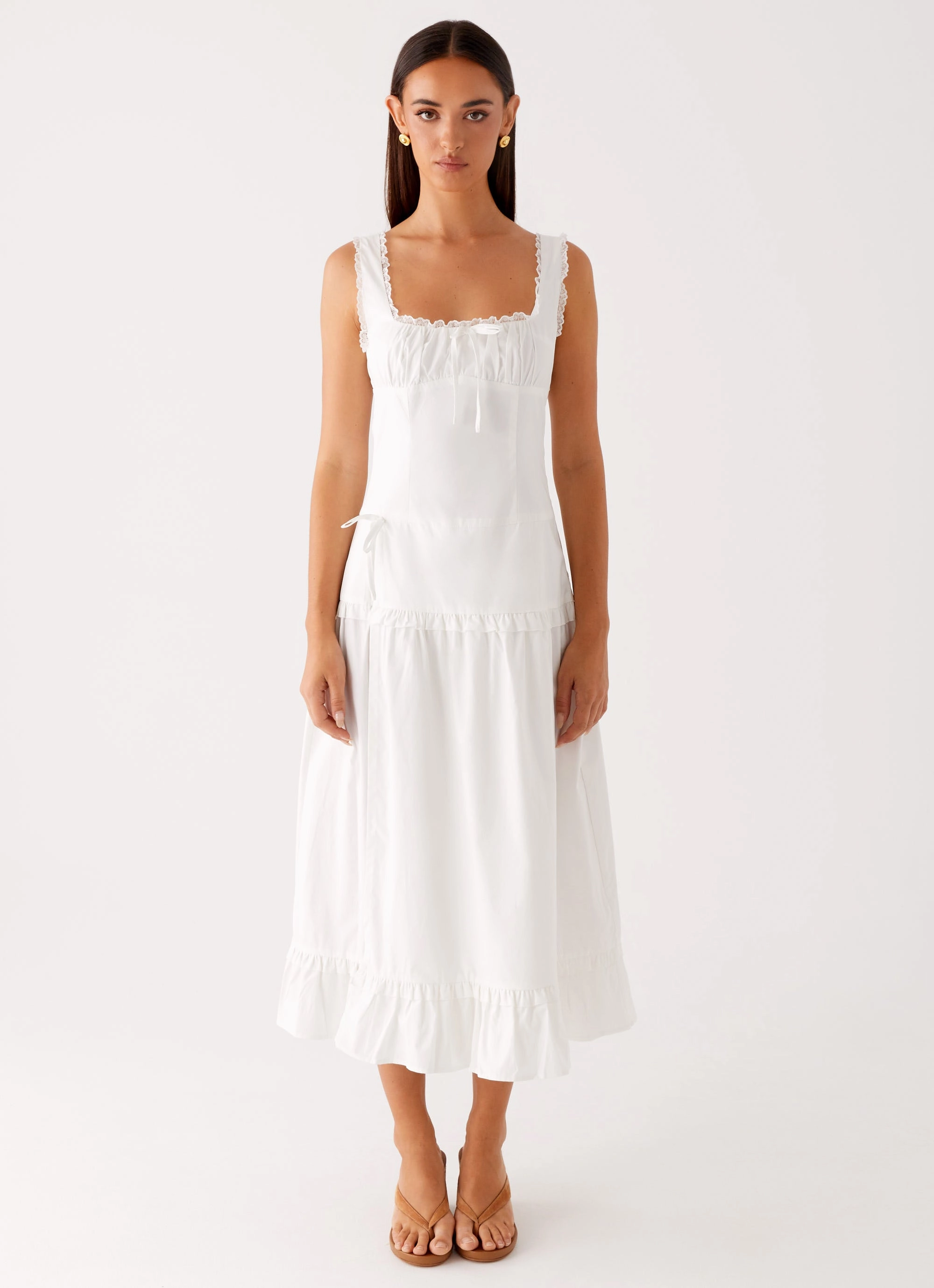 Quinn Midi Dress - White Fall Comfort Casual and Smart