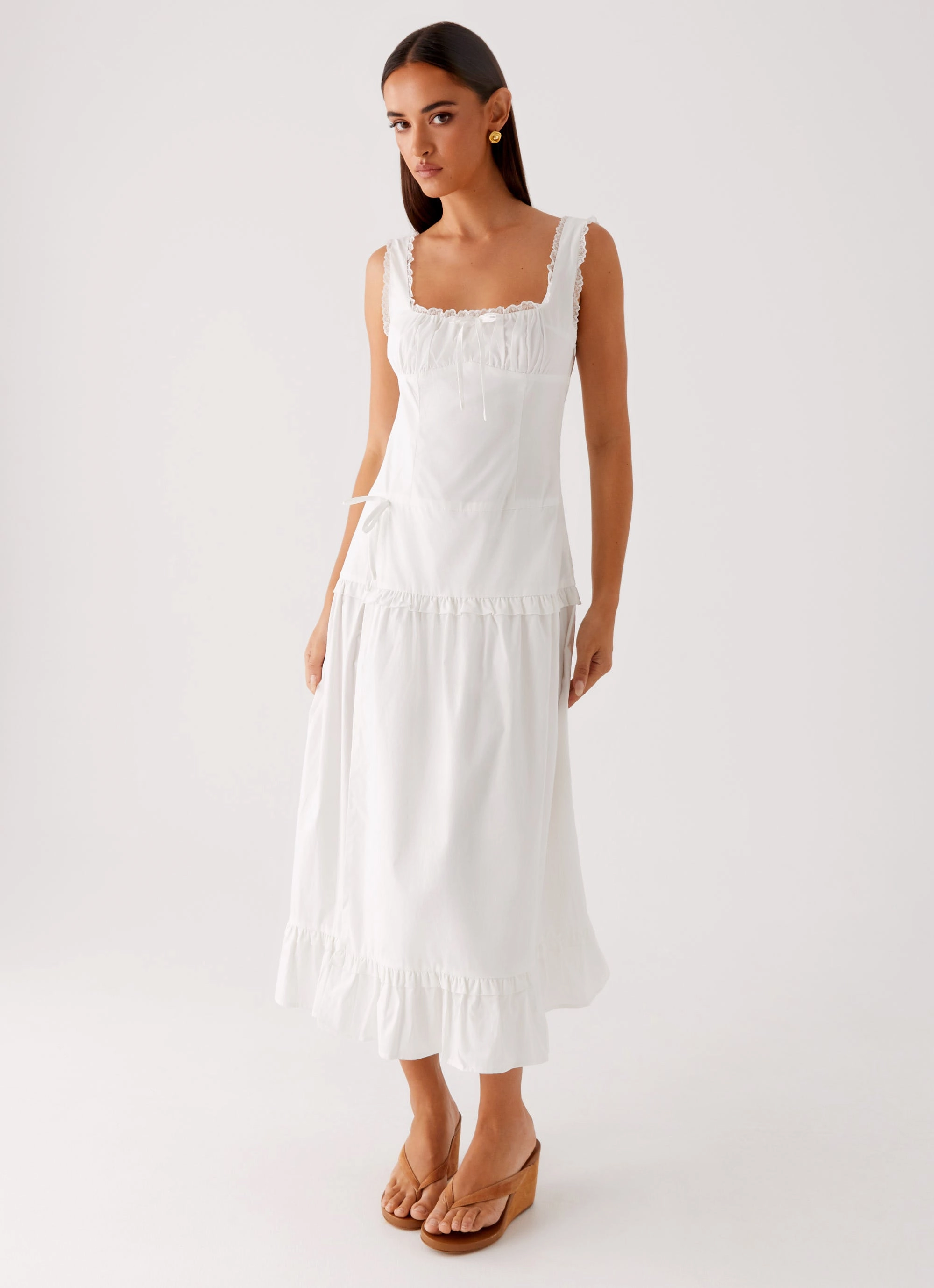 Cozy Vibe Versatile Comfort Wear Quinn Midi Dress - White