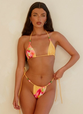Tailored Rach Bikini Top - Orange Tropical