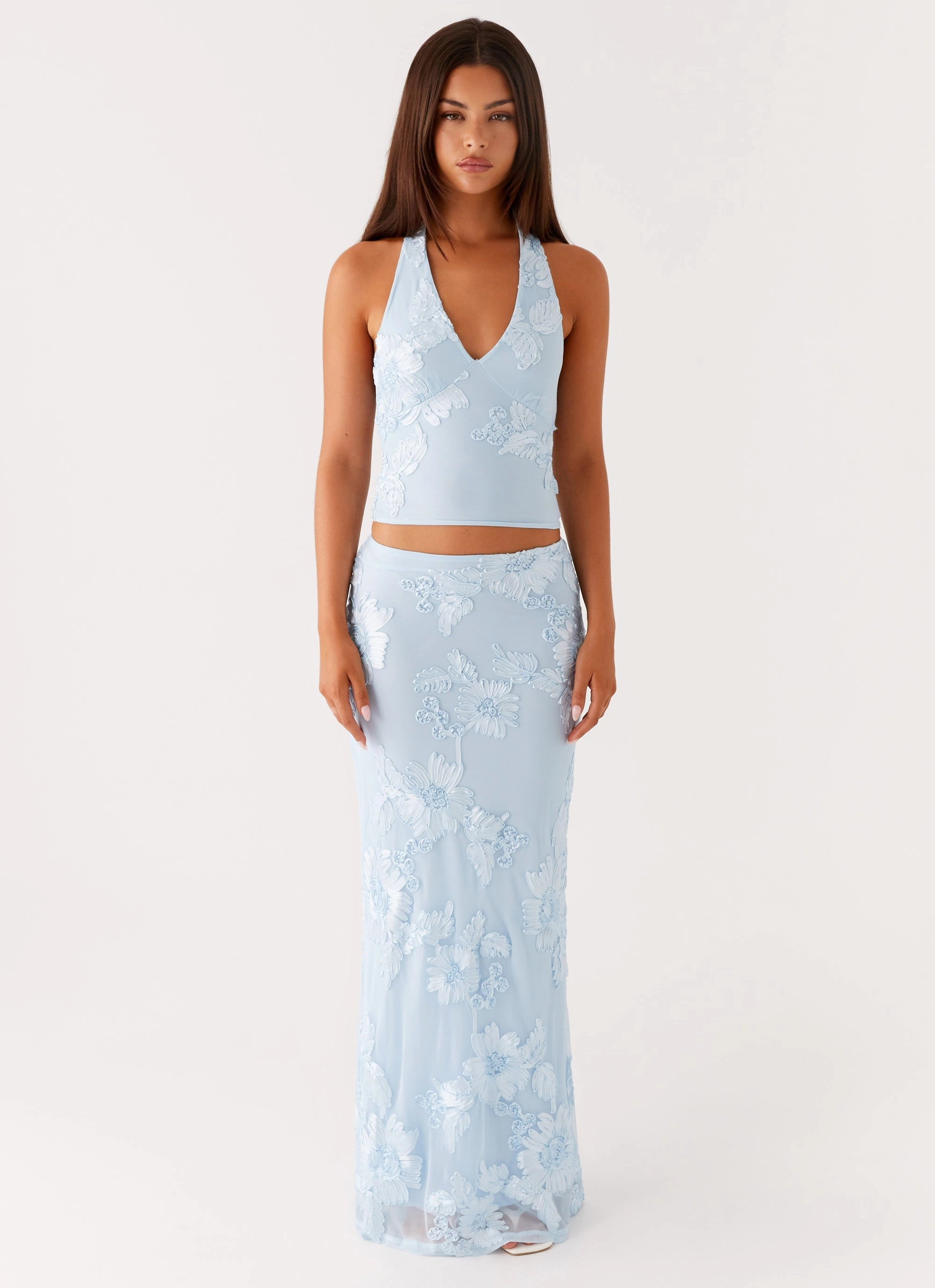 Visual Outfit Everyday Wear Radiate Maxi Skirt - Blue
