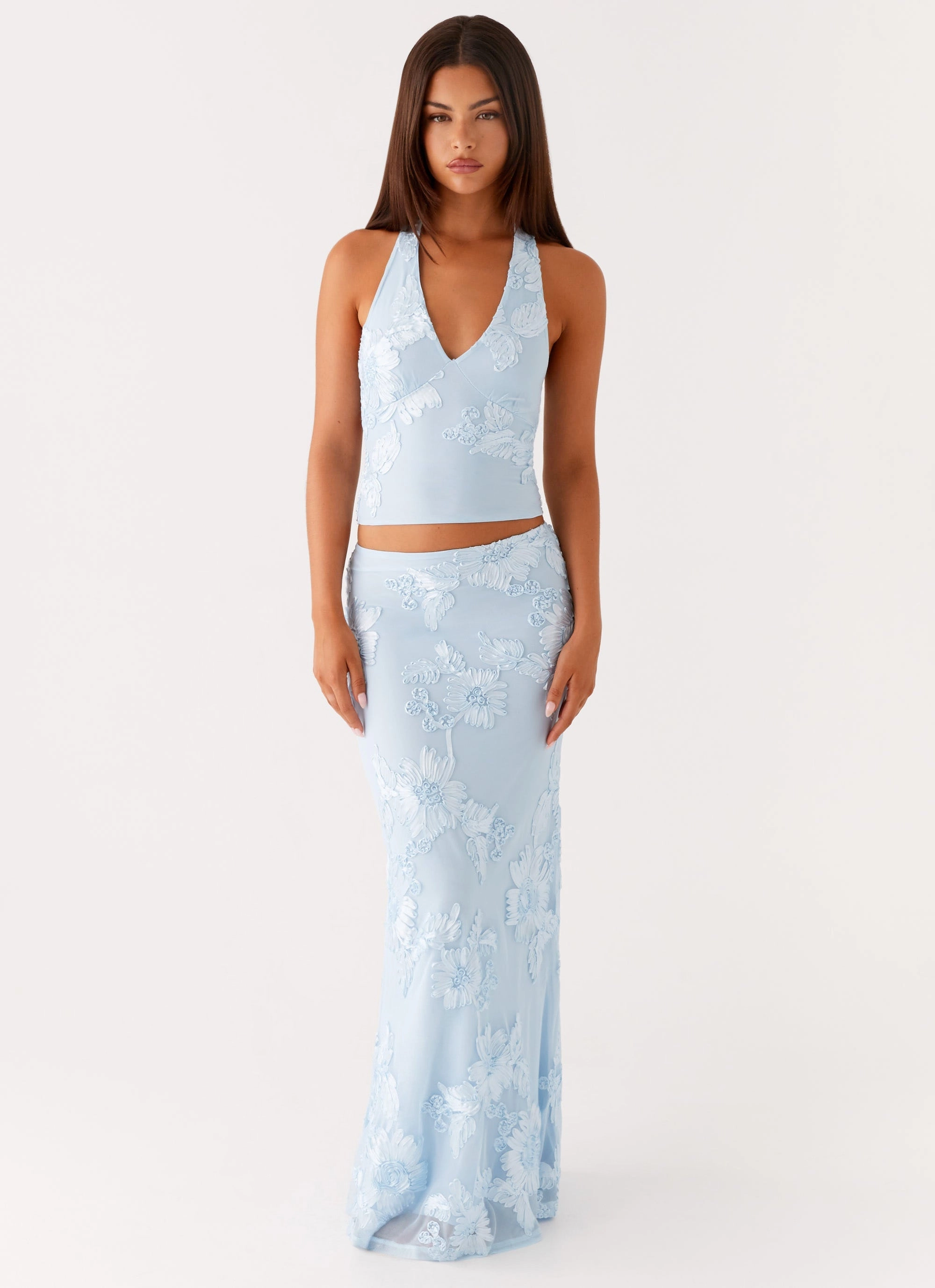 Radiate Maxi Skirt - Blue Cozy Feel Simple Look