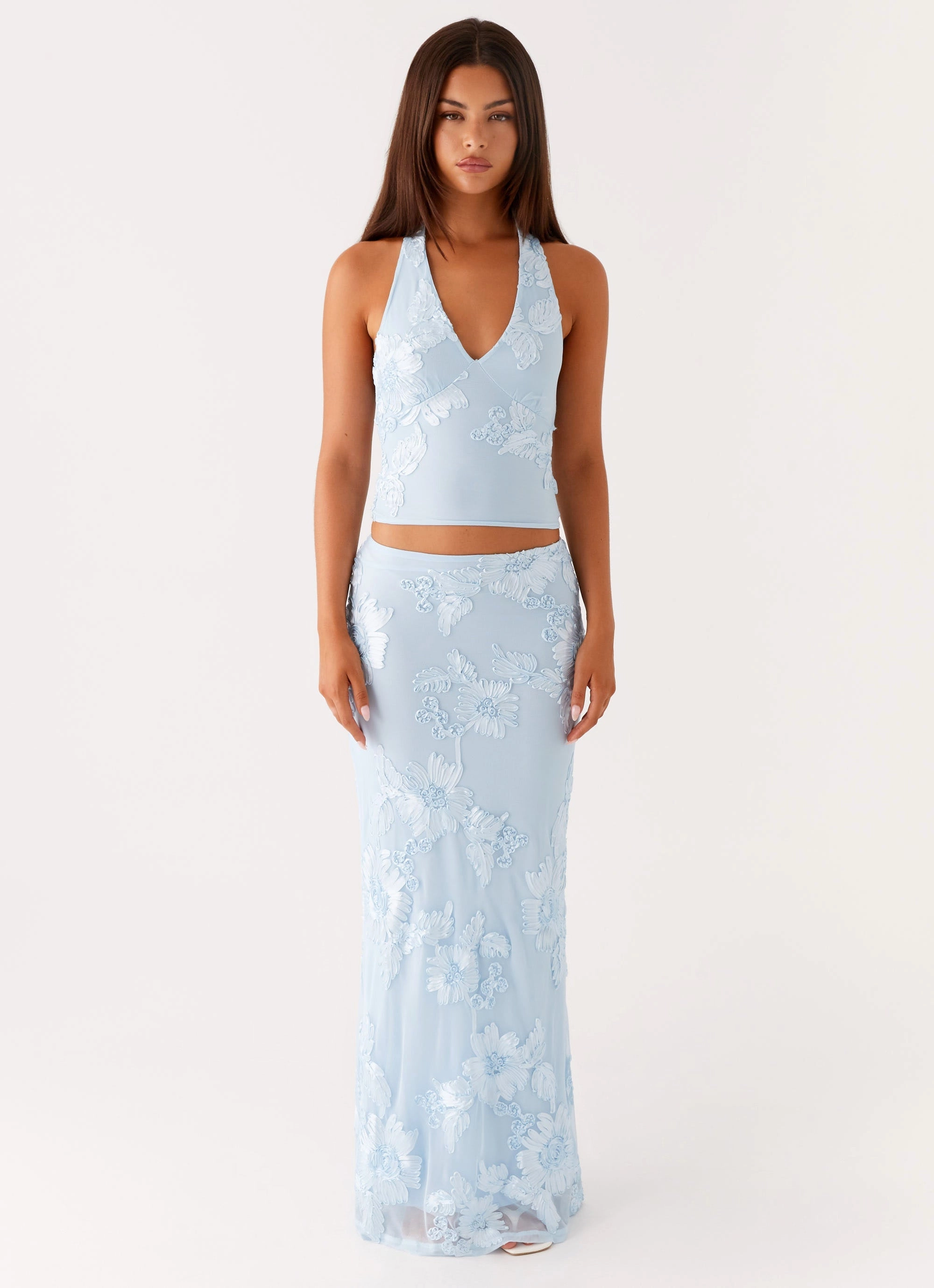 Radiate Maxi Skirt - Blue Polka Dot