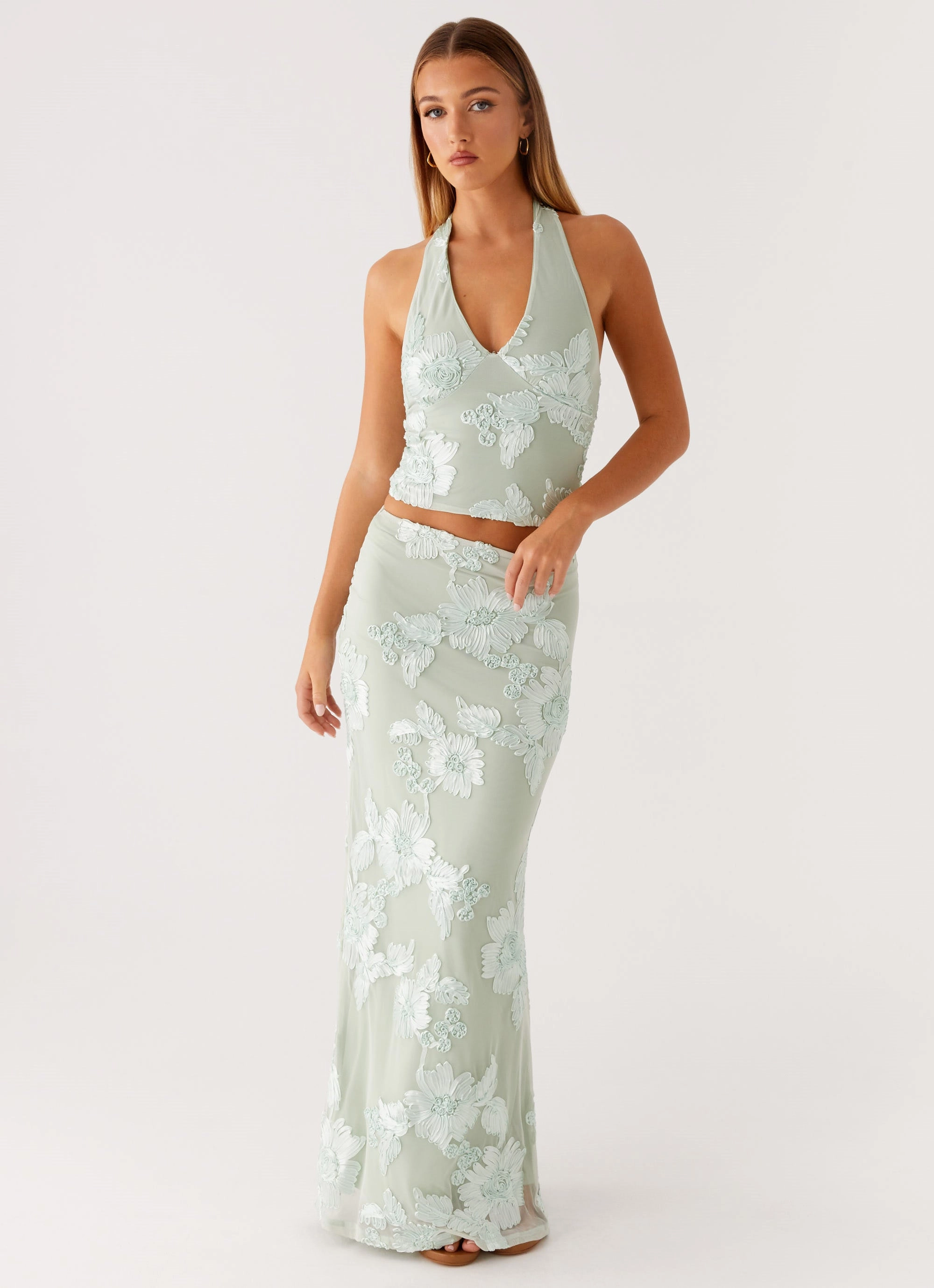 Cool Mood Radiate Maxi Skirt - Sage