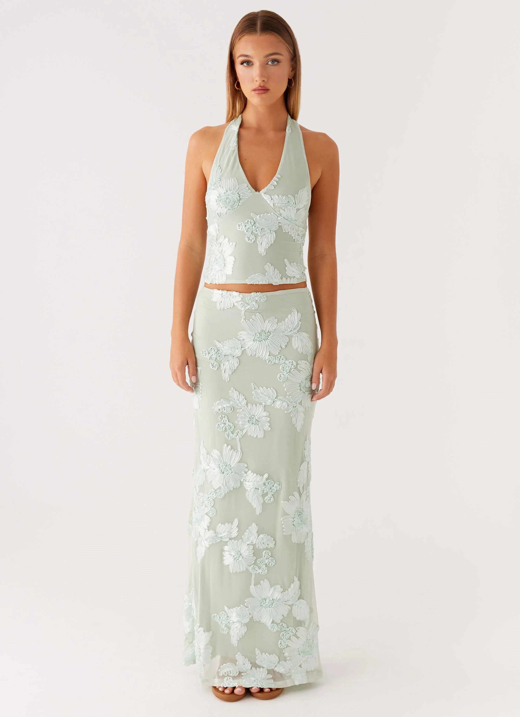 Fit Choice ruffle trim Radiate Maxi Skirt - Sage