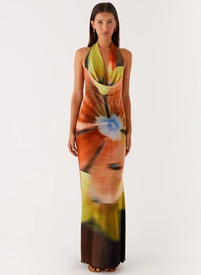 Raellia Maxi Dress - Moody Floral Art Spirit