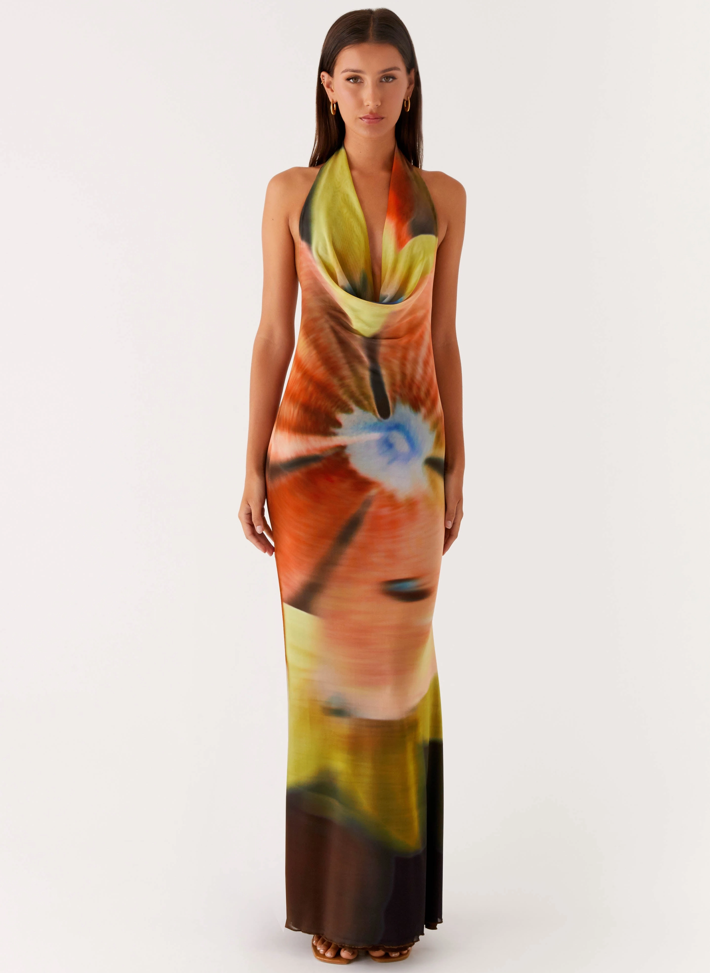 Raellia Maxi Dress - Moody Floral Art Spirit