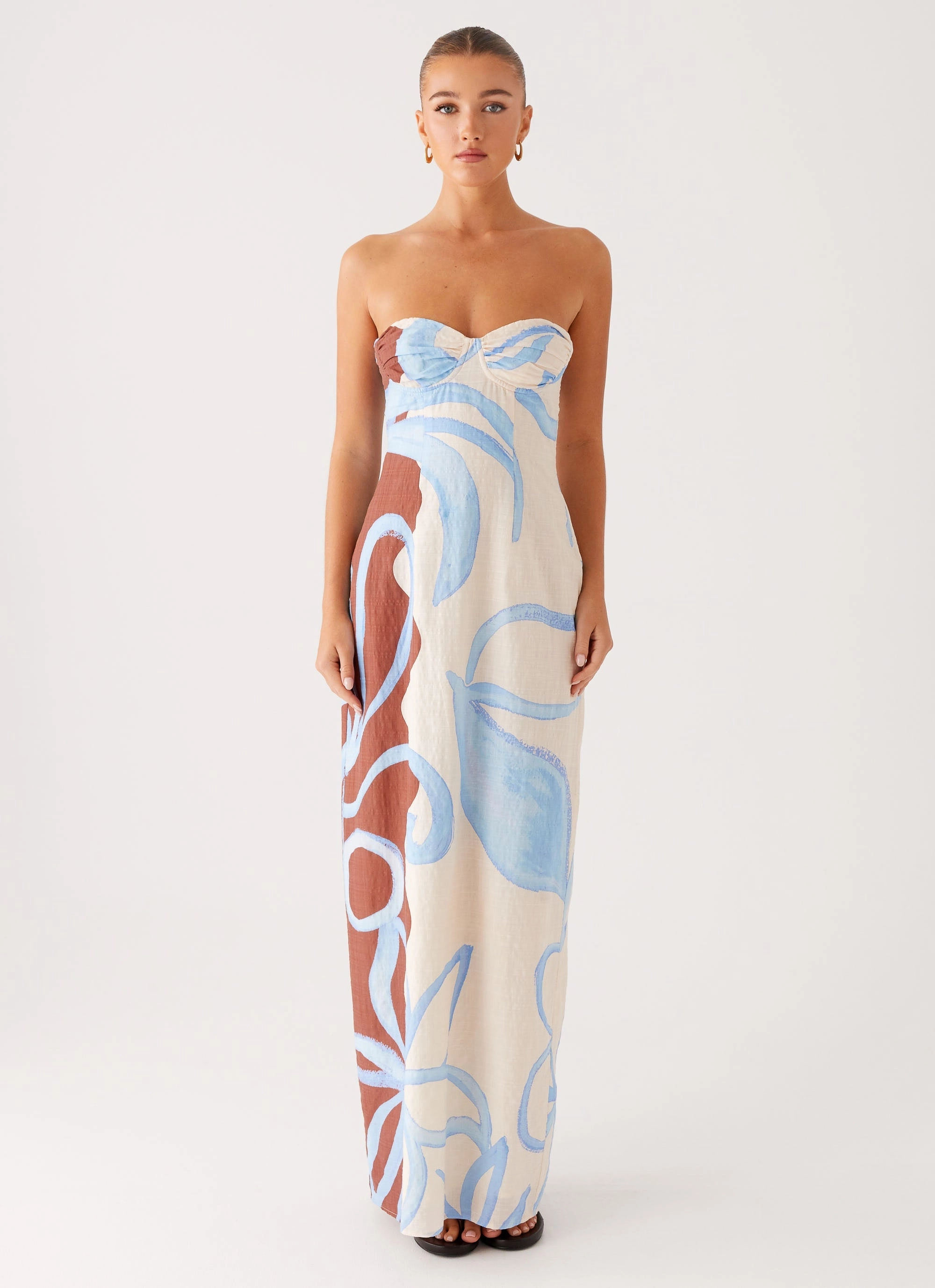Raiden Maxi Dress - Bloom Wave Print Soft Vibe Smooth Motion