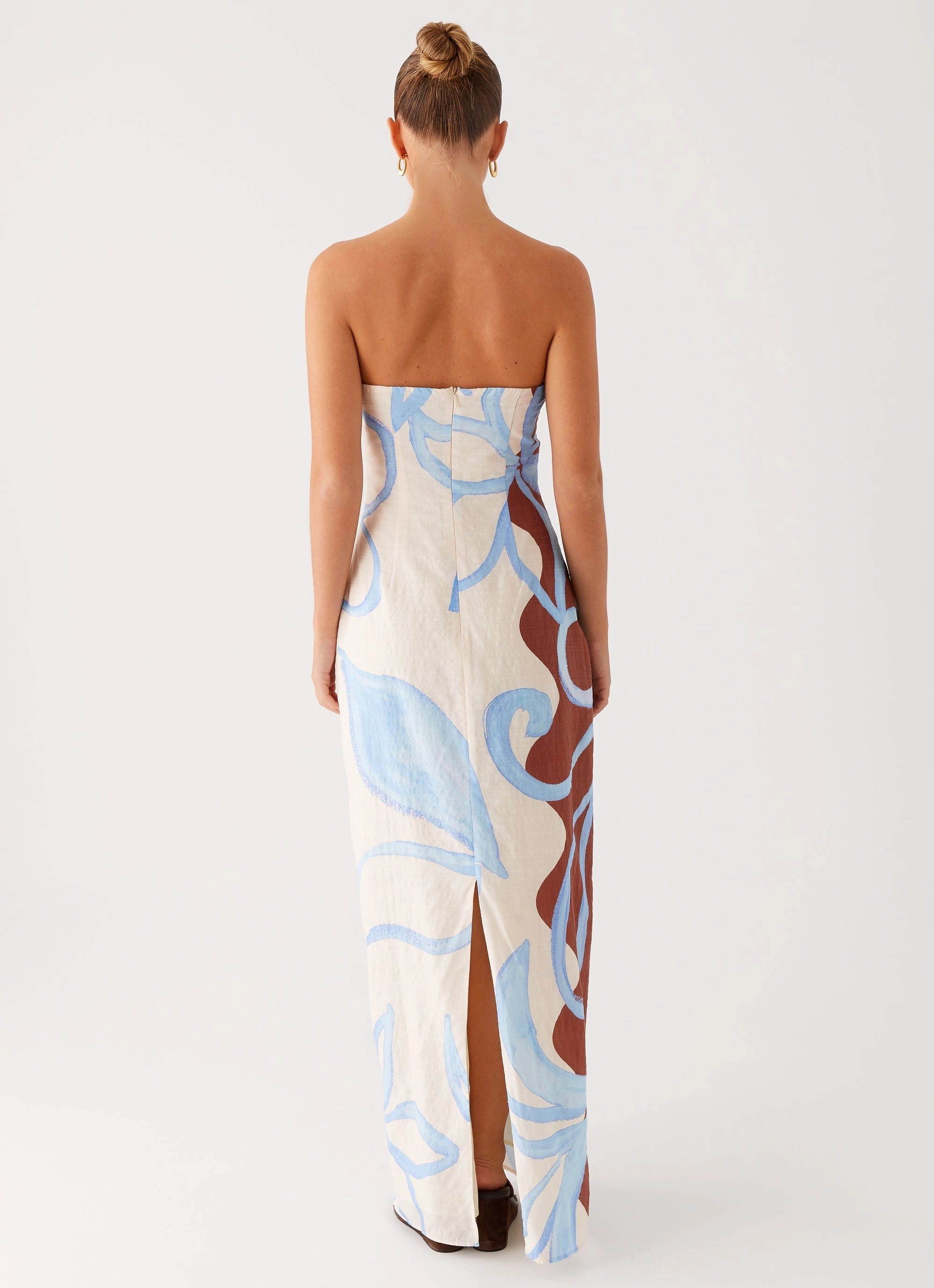 Raiden Maxi Dress - Bloom Wave Print Shirred-Detail