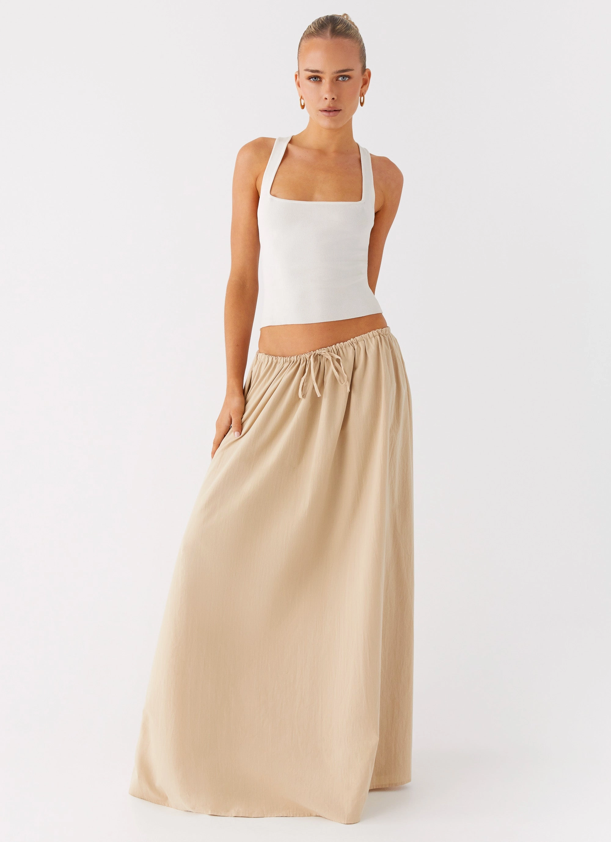 Cool Details Travel Ease Randy Maxi Skirt - Tan