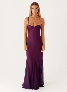 Ravello Maxi Dress - Mulberry Fashionable Touch Soft Pleats