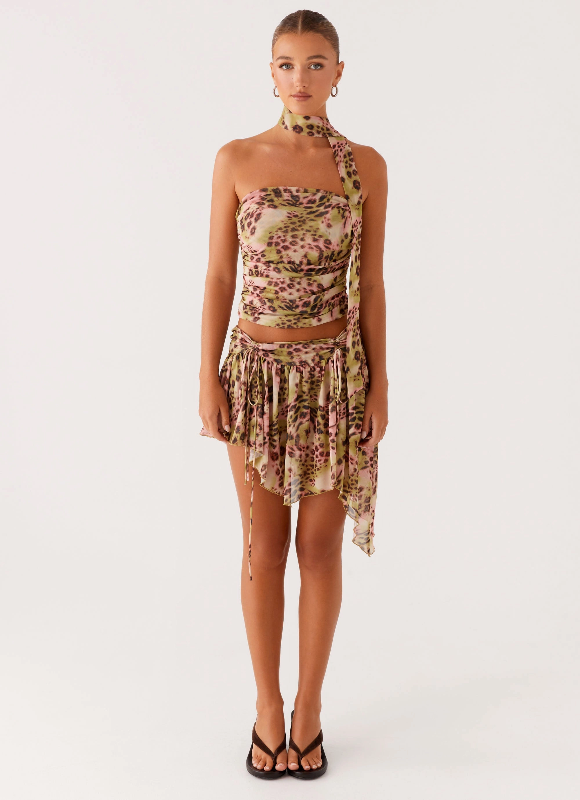 Hot Like Me Scarf Top - Swirl Leopard Compression Fit Technology