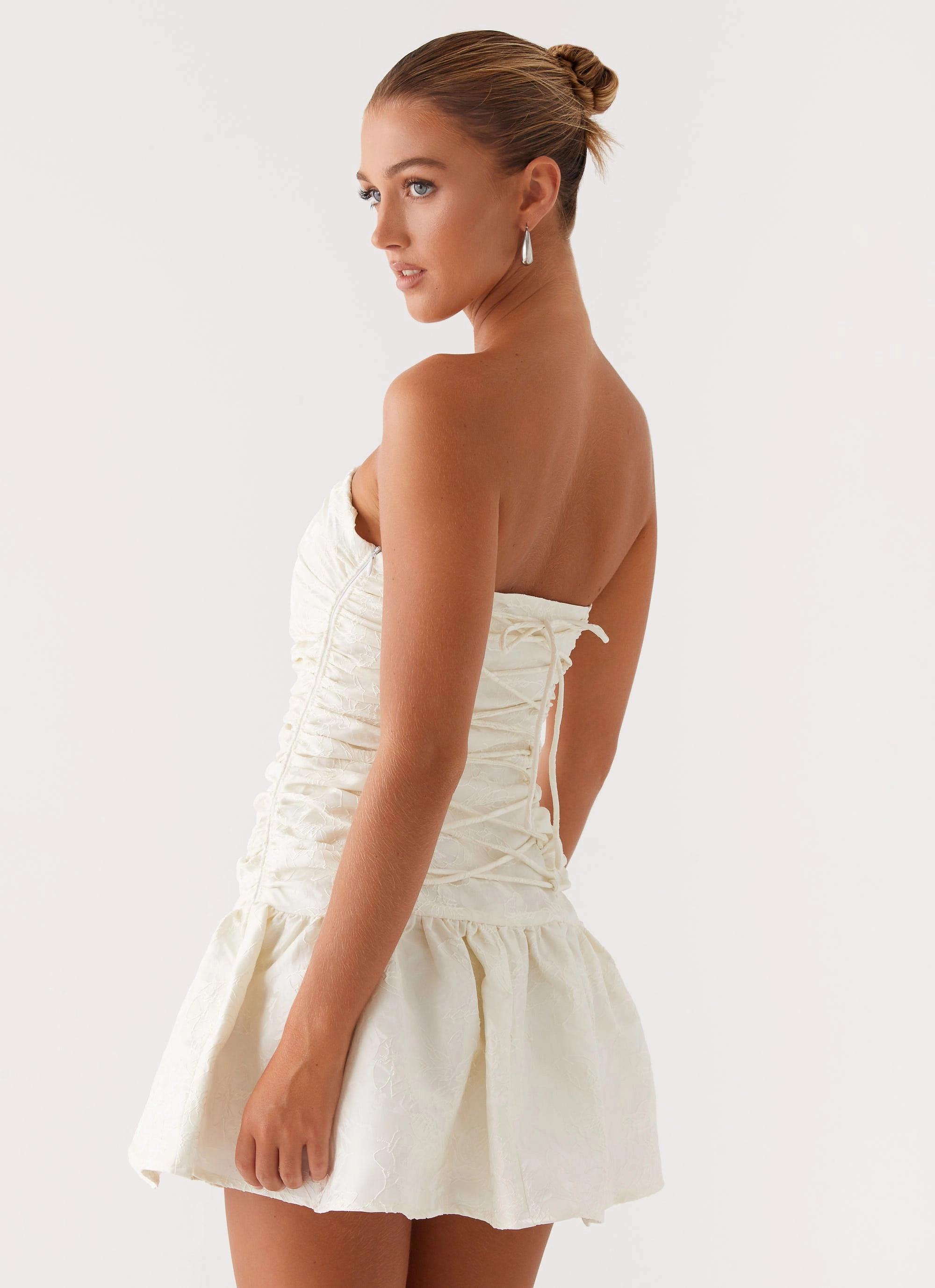 Style Base Casual Layers Ray Of Light Mini Dress - White