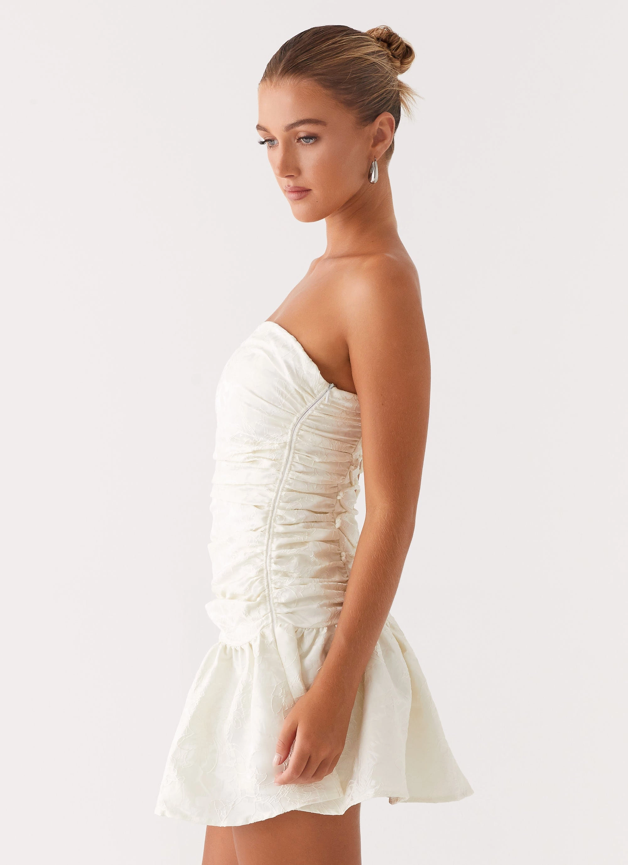 Machine wash safe Sophisticated Casual Ray Of Light Mini Dress - White