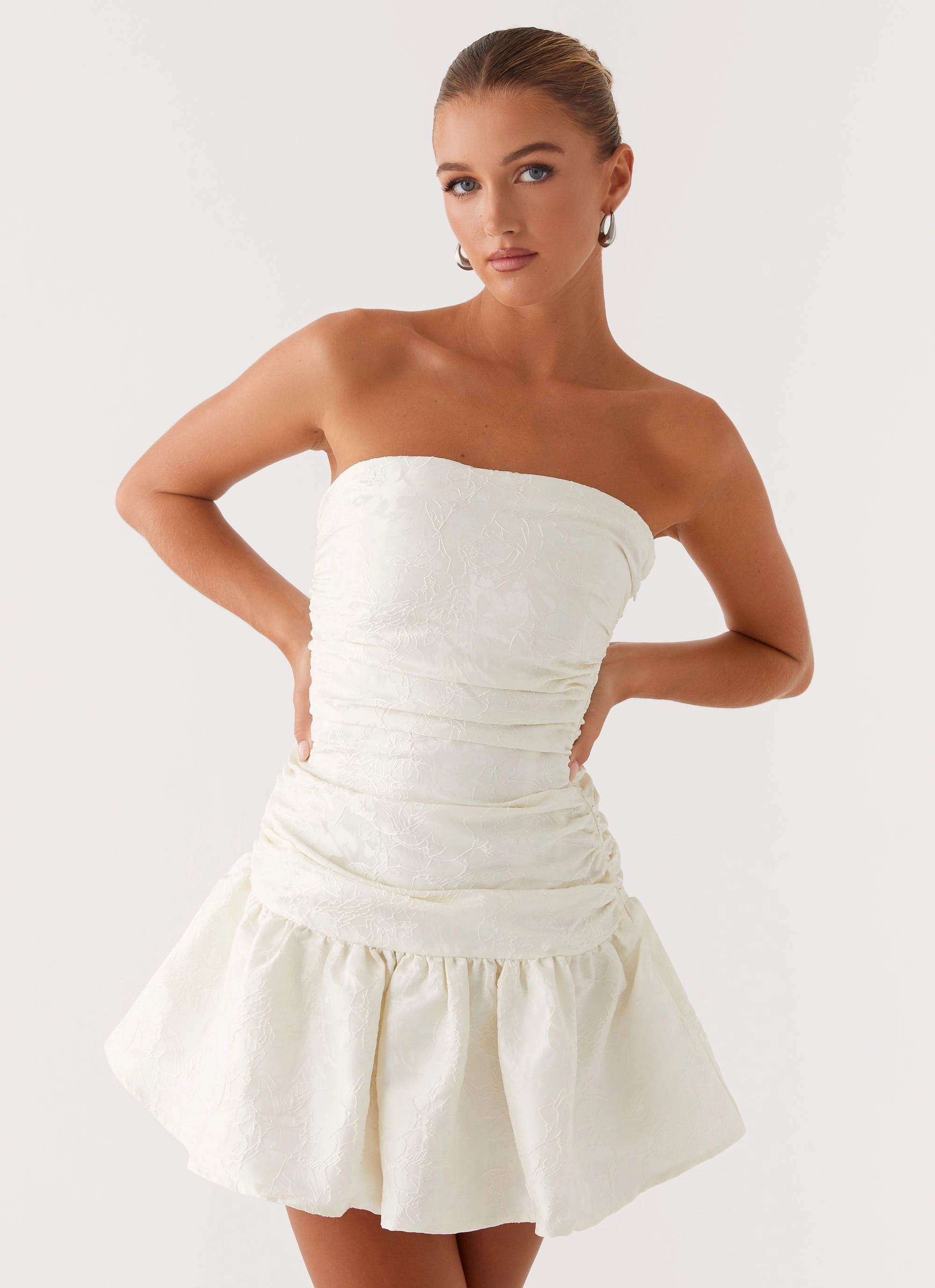 Non Restrictive Chafe Resistant Ray Of Light Mini Dress - White