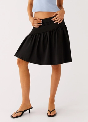 Rayna Midi Skirt - Black tech fabric