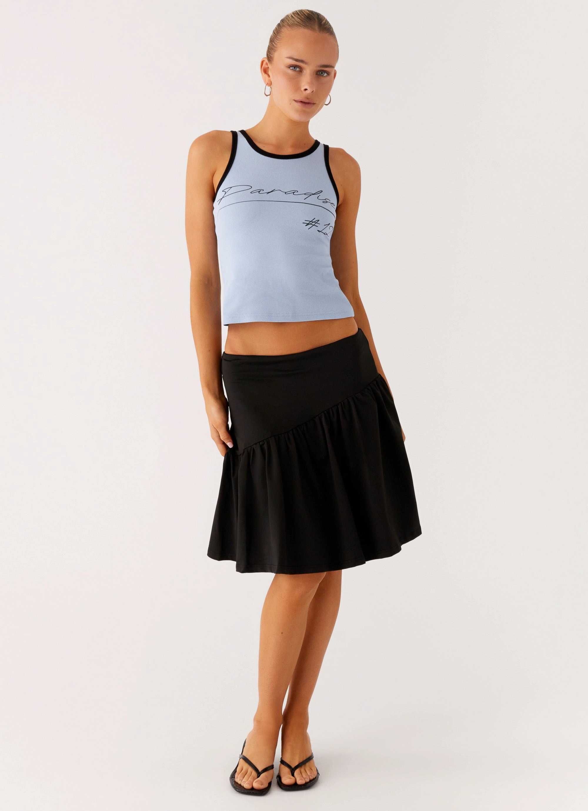 Mid Rise Heat Dissipating Fabric Rayna Midi Skirt - Black