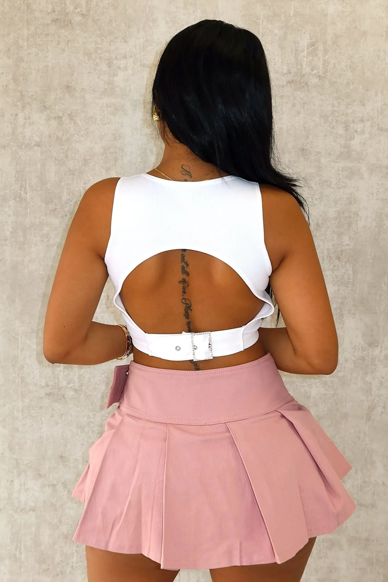 Active Wear StretchFit Design Ready To Go Rhinestone Buckle Top