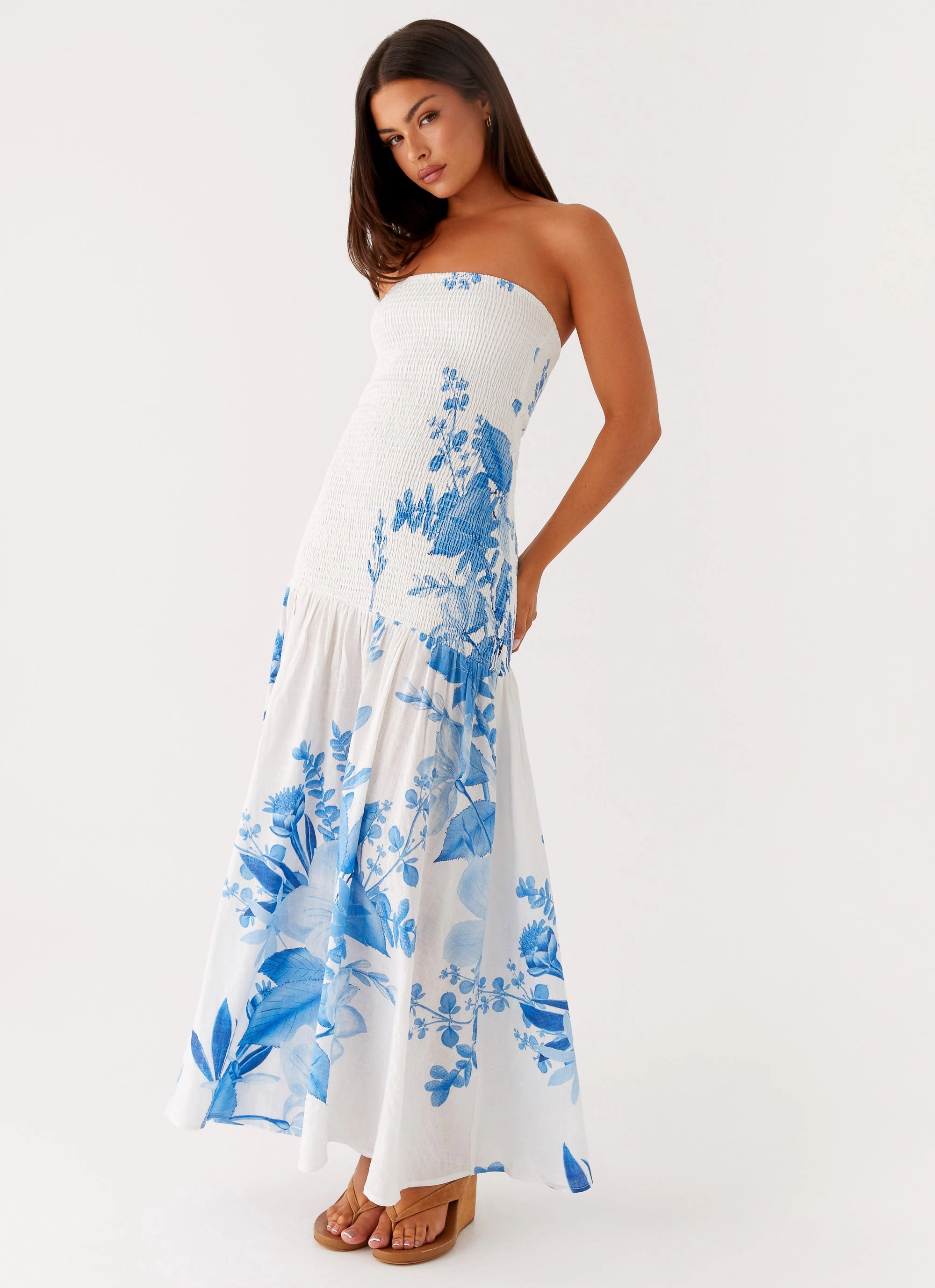 Rebecca Maxi Dress - Blue Floral Print Office Cool Work Style