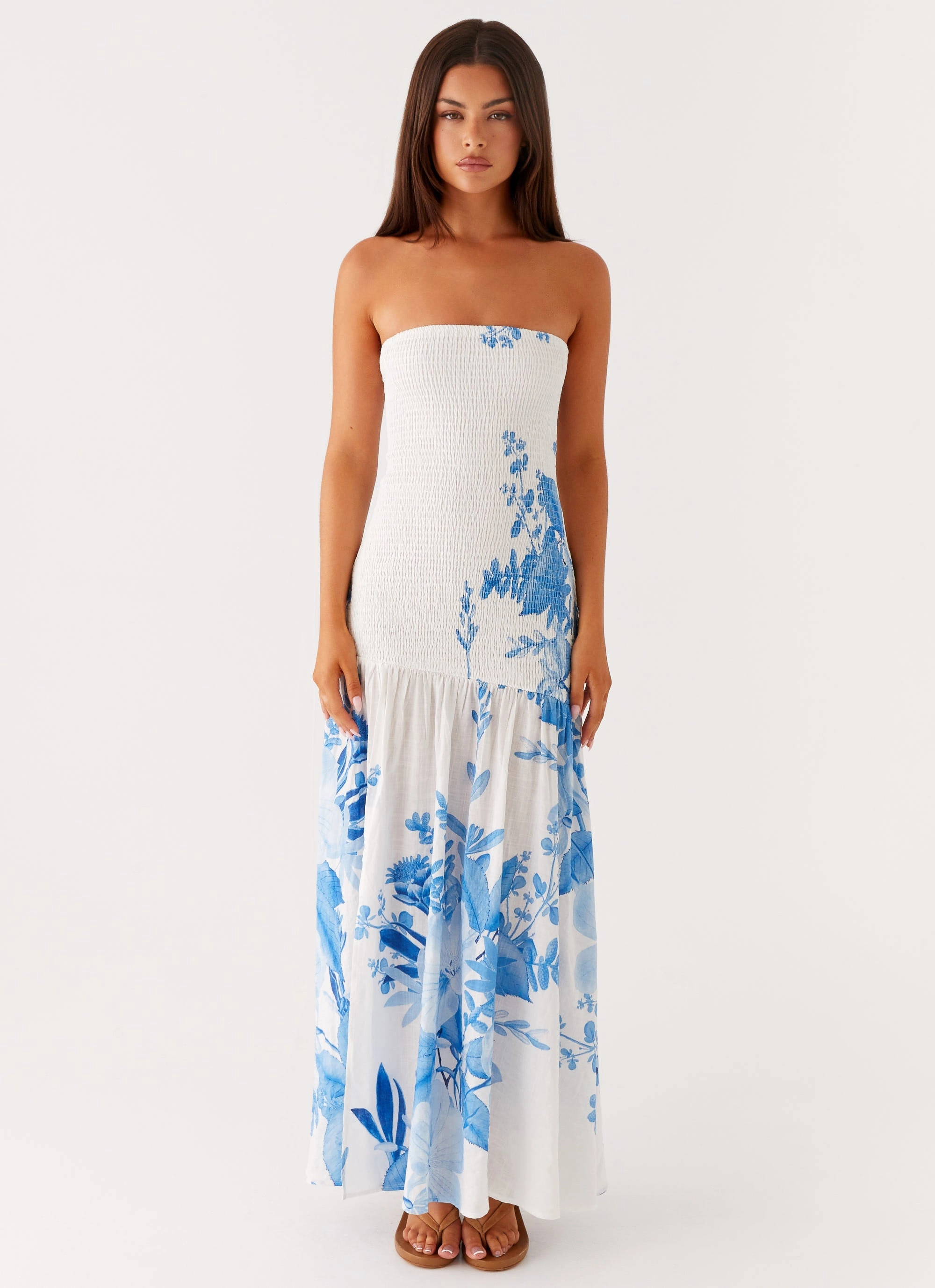 Soft Glide Rebecca Maxi Dress - Blue Floral Print