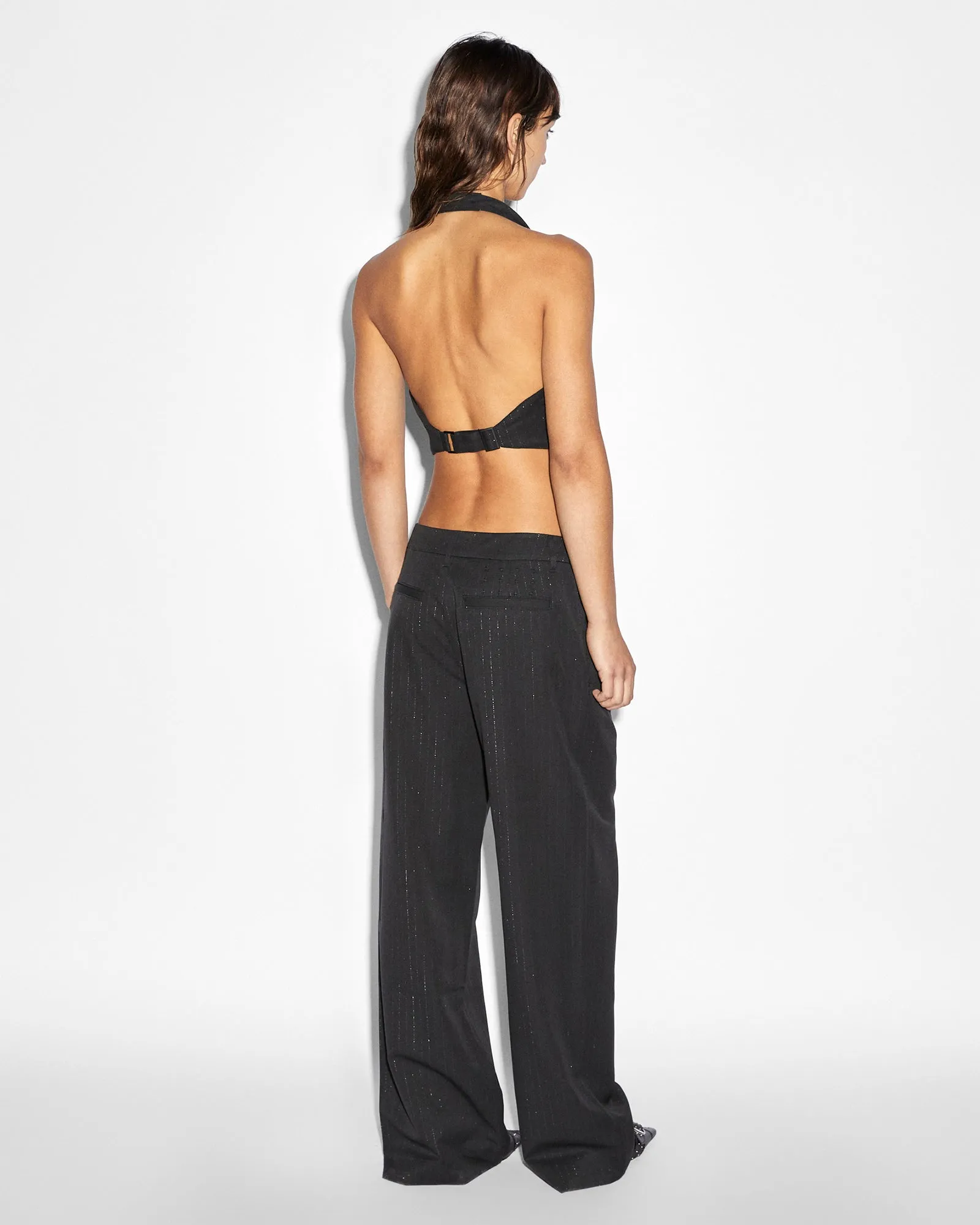 REBEL WAISTCOAT PINSTRIPE Hypoallergenic Lining Printed Blouse PlacketDetail