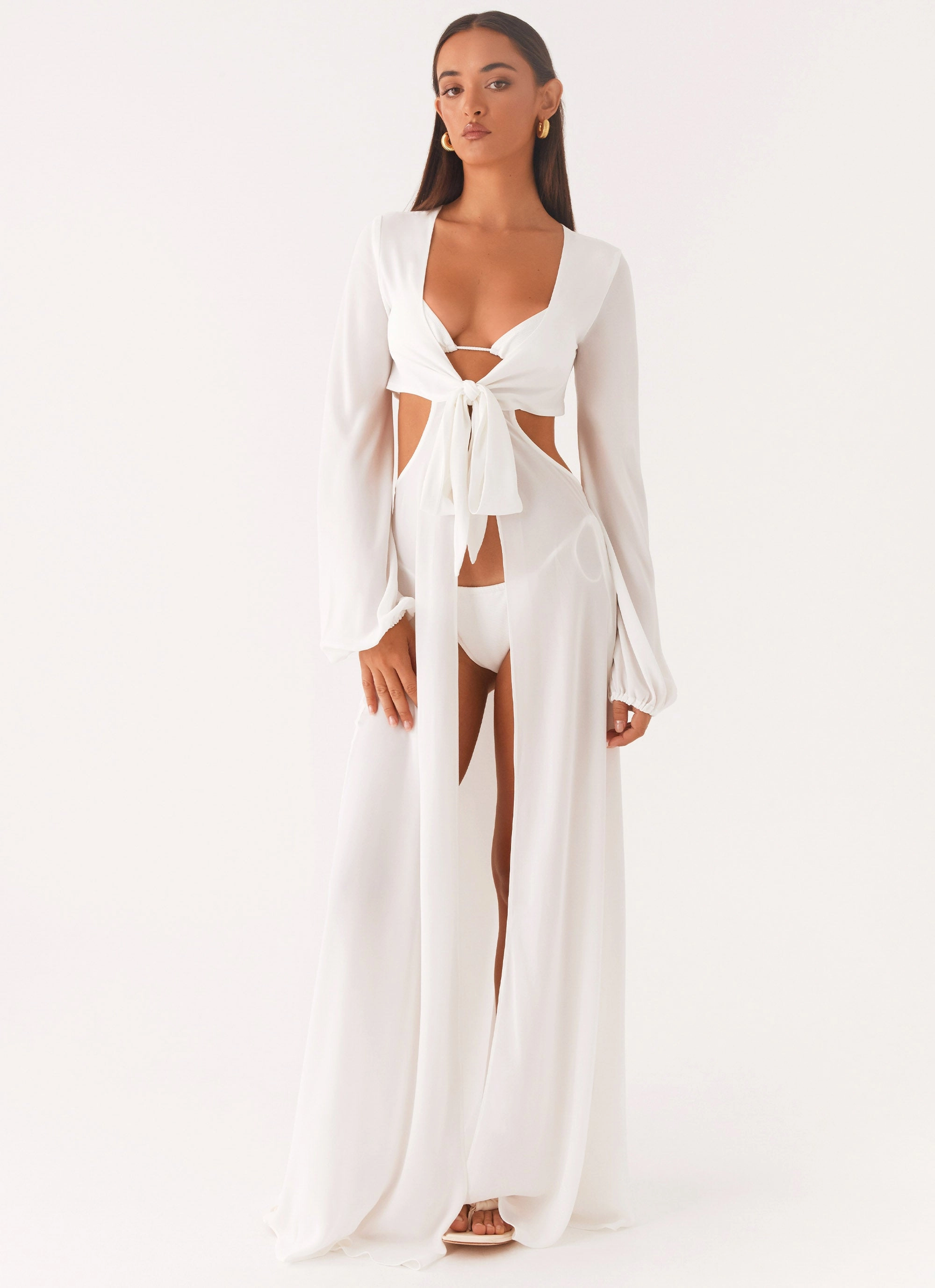 Versatile Cut Coastal Maxi Dress - White