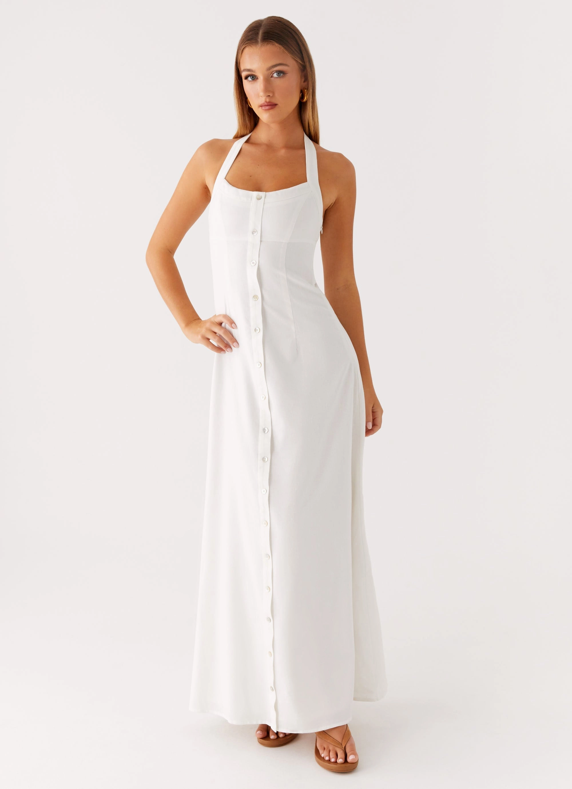 High low hem Lightweight warm-weather dress Jovanni Maxi Dress - White