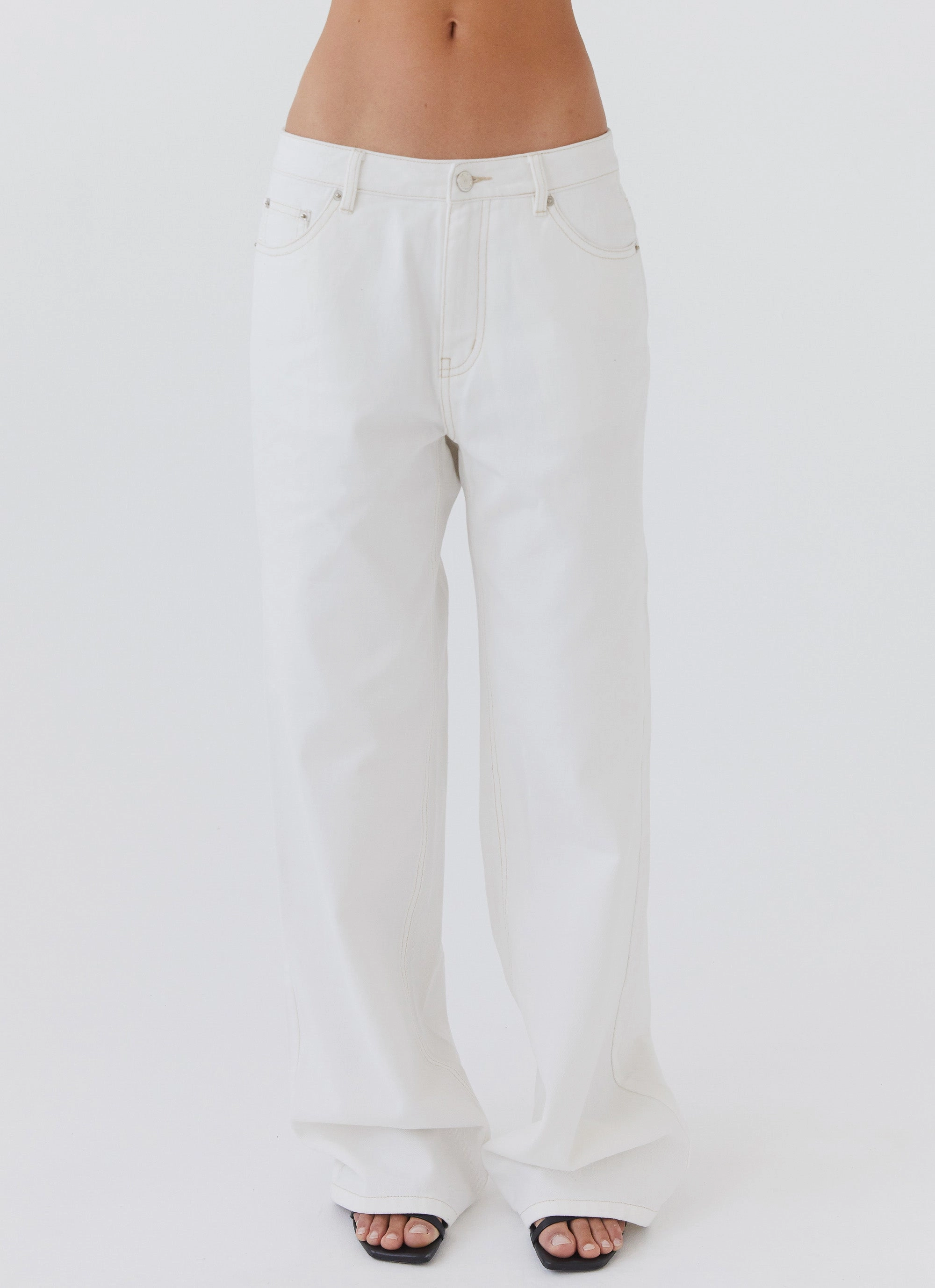 Keanna Low Rise Denim Jeans - Ivory Autumn Days Parent Style Bold All Season Fit