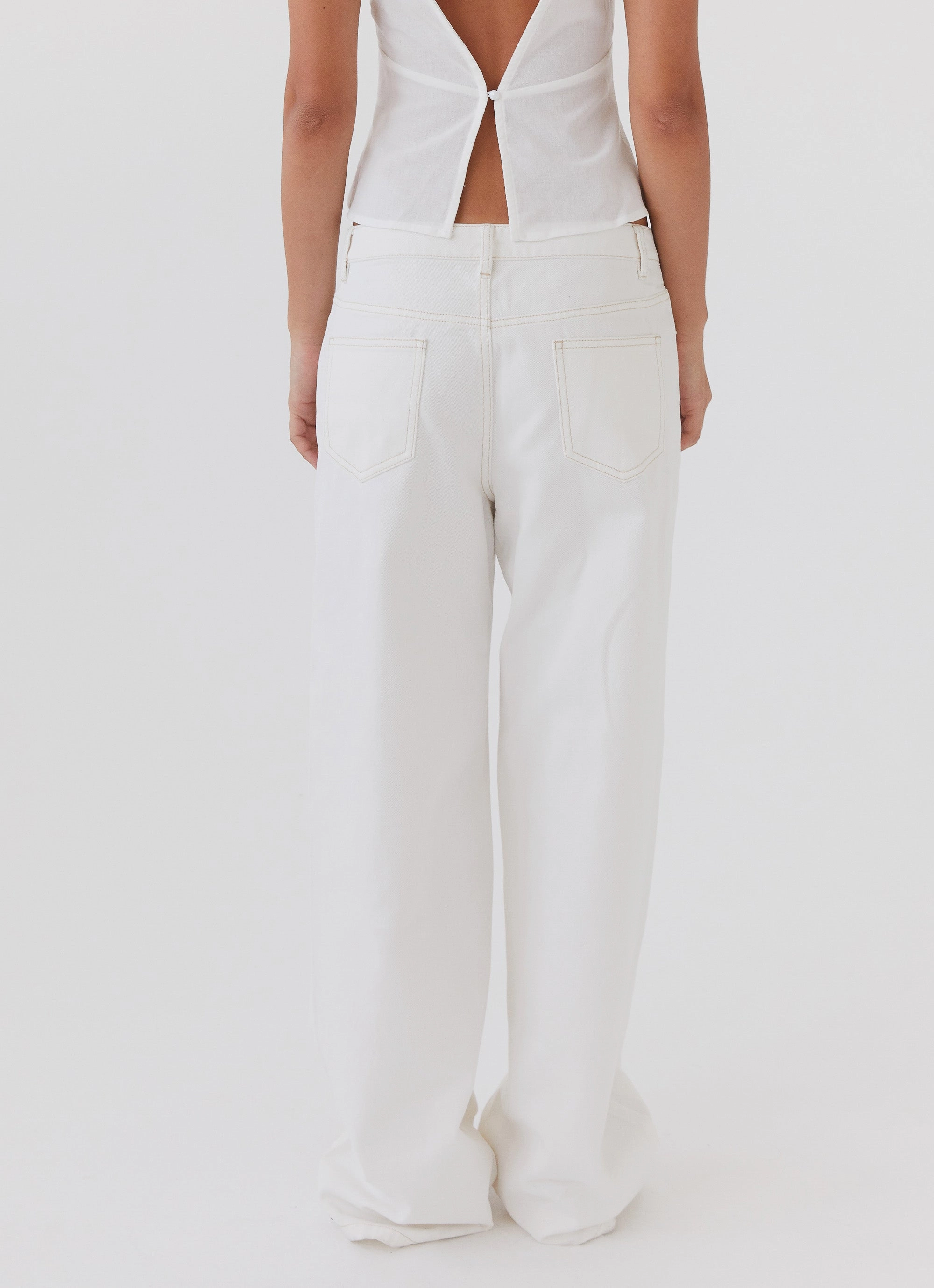Spring Mood Bold Closet Classic Keanna Low Rise Denim Jeans - Ivory