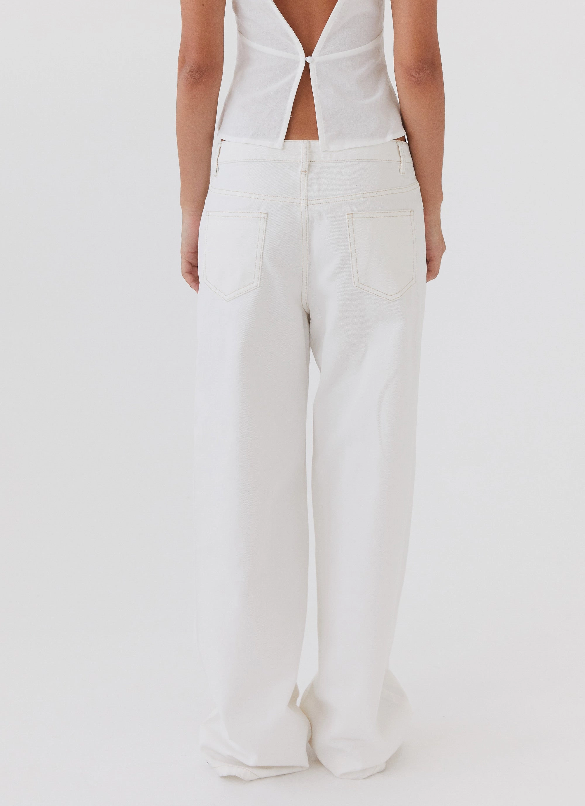 Keanna Low Rise Denim Jeans - Ivory Casual Dressing