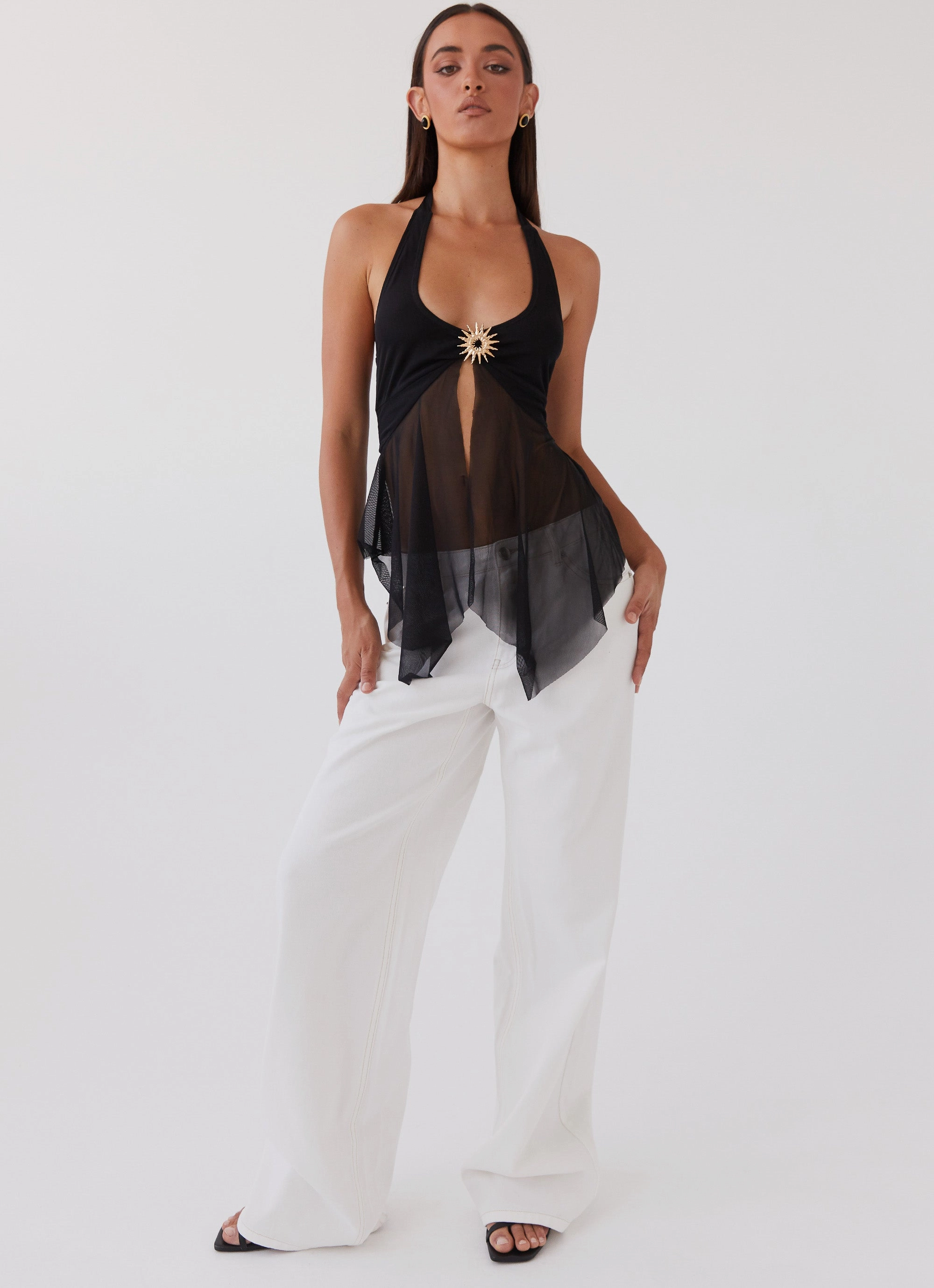 Keanna Low Rise Denim Jeans - Ivory Elegant Bold Look